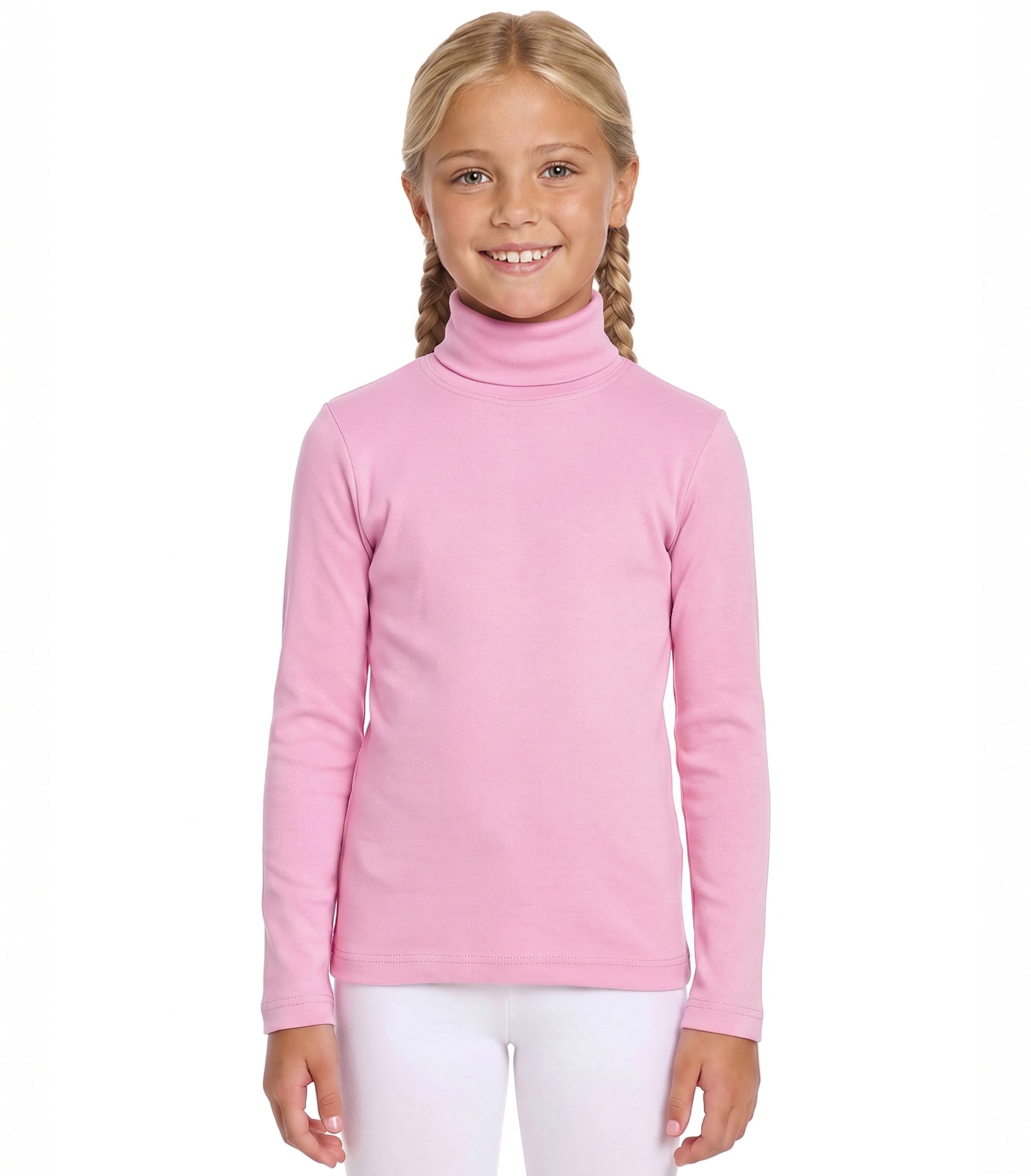 Amazon.com: Lilax Girls' Basic Long Sleeve Turtleneck Cotton T-Shirt