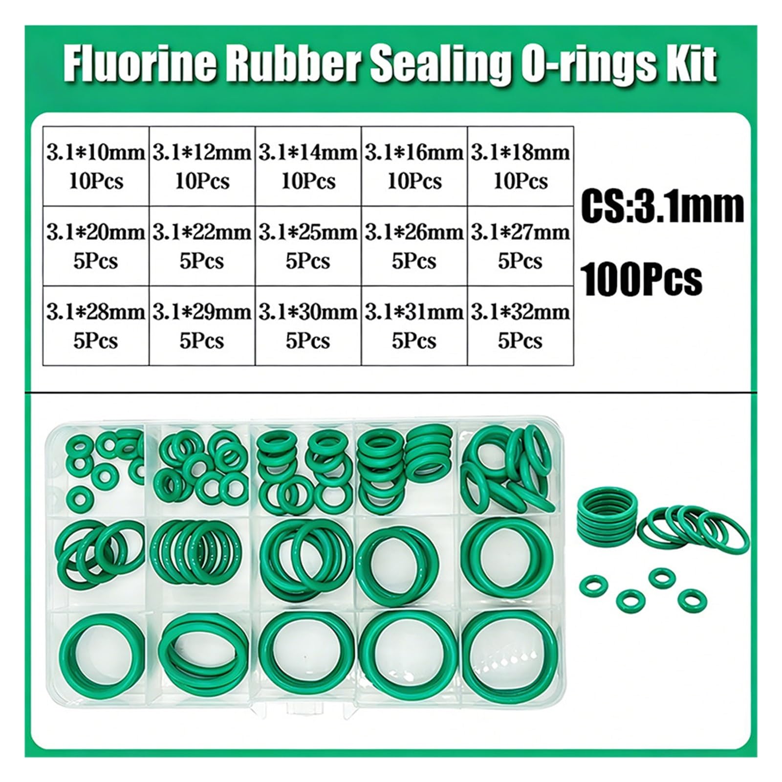 Kit de joints toriques remplacement for nettoyeur haute pression, for coupleur connexion 1/4 3/8 pouces, plomberie 75 Shore A, d'étanchéité FKM en caoutchouc fluoré(3.1mm FKM 1Set)