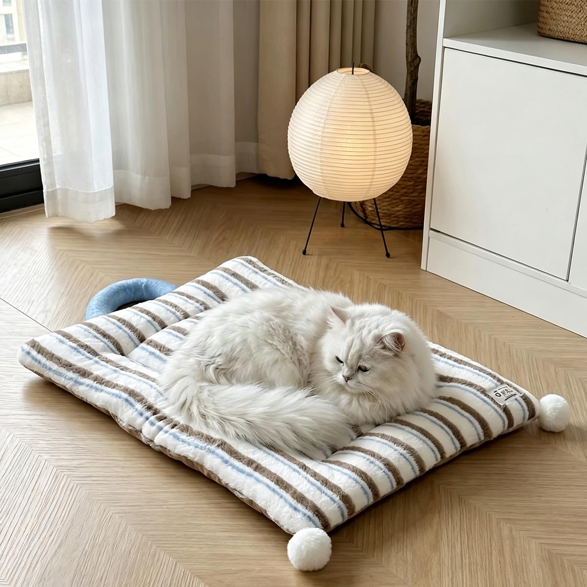 Soft Calming Cat Mat, Warm Pet Sleep Pad Small Dog Bed (Brown,M-40x60cm)