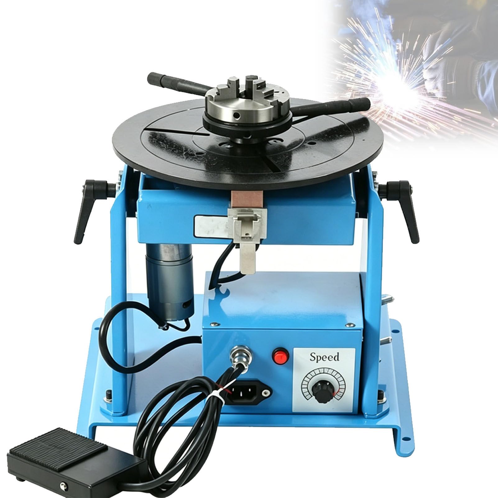 Pfps Rotary Welding Positioner, 180mm Turntable Table Welder Positioner with 65/80mm Chuck, 0-90º Welding Rotary Table for Welding Displacement Rotary Work 65mmchuck