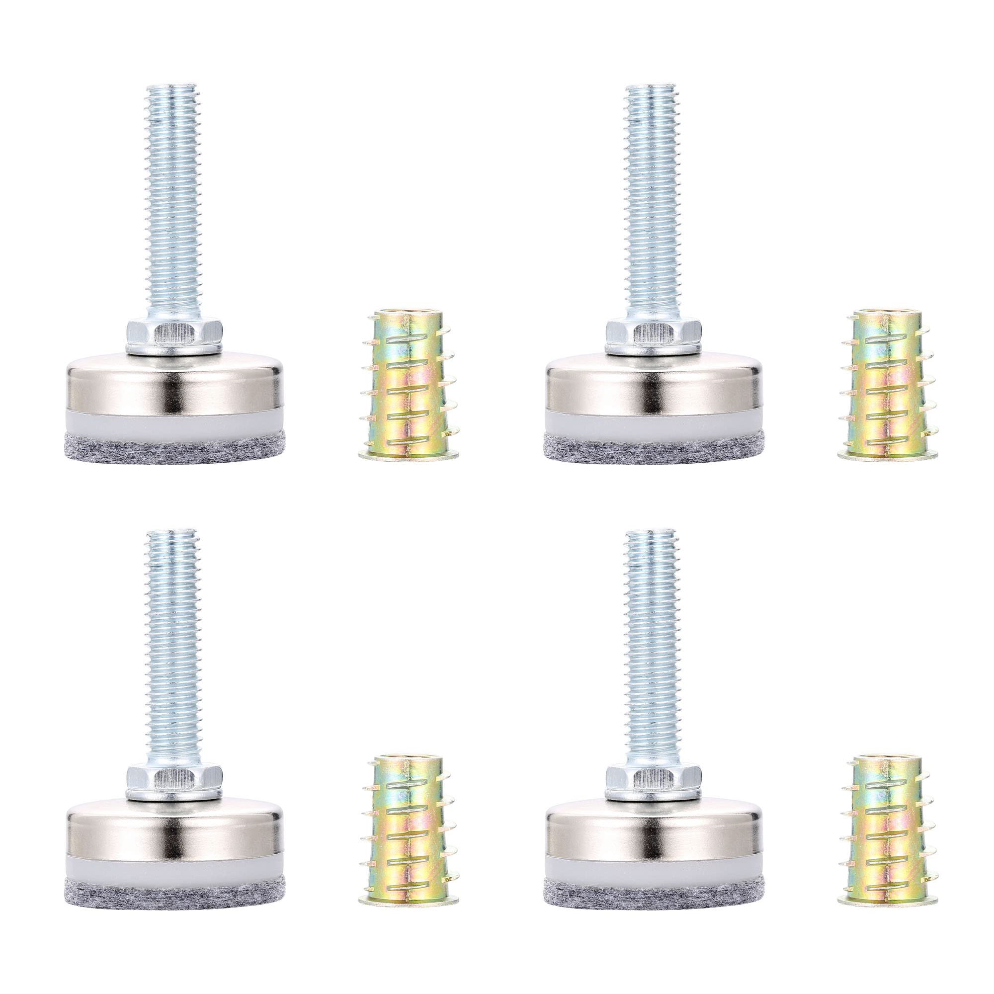WarmHutWarmHut Set of 4 Adjustable Furniture Leg Levelers Heavy Duty Leveling Feet Screw in Furniture Height Adjuster Leveler Foot 3/8”-16 Thread for Cabinets Sofa Table Chairs