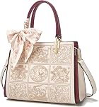 FOXLOVER Leather Purses for Women Vintage Embroidery Top-Handle Handbag Crossbody Womens Handbag Anti Theft Ladies Tote