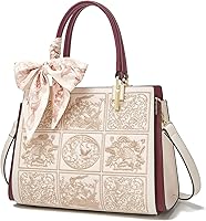 FOXLOVER Women's Vintage Embroidery Tote Bag - Medium Satchel Handbag with Top Handle, Adjustable Strap & iPad Capacity