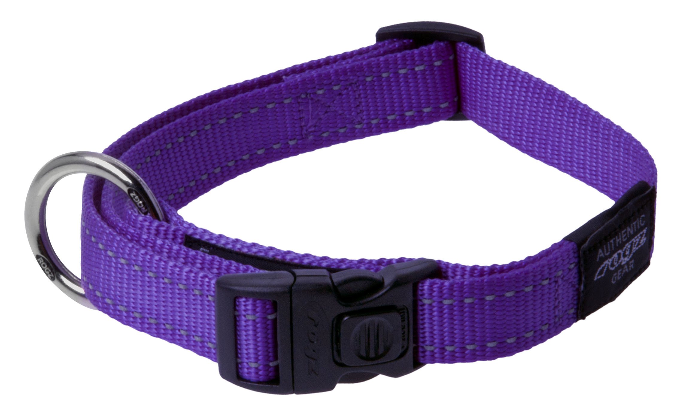 RogzReflective Dog Collar for Extra Large Dogs, Adjustable from 17-27 inches, Purple