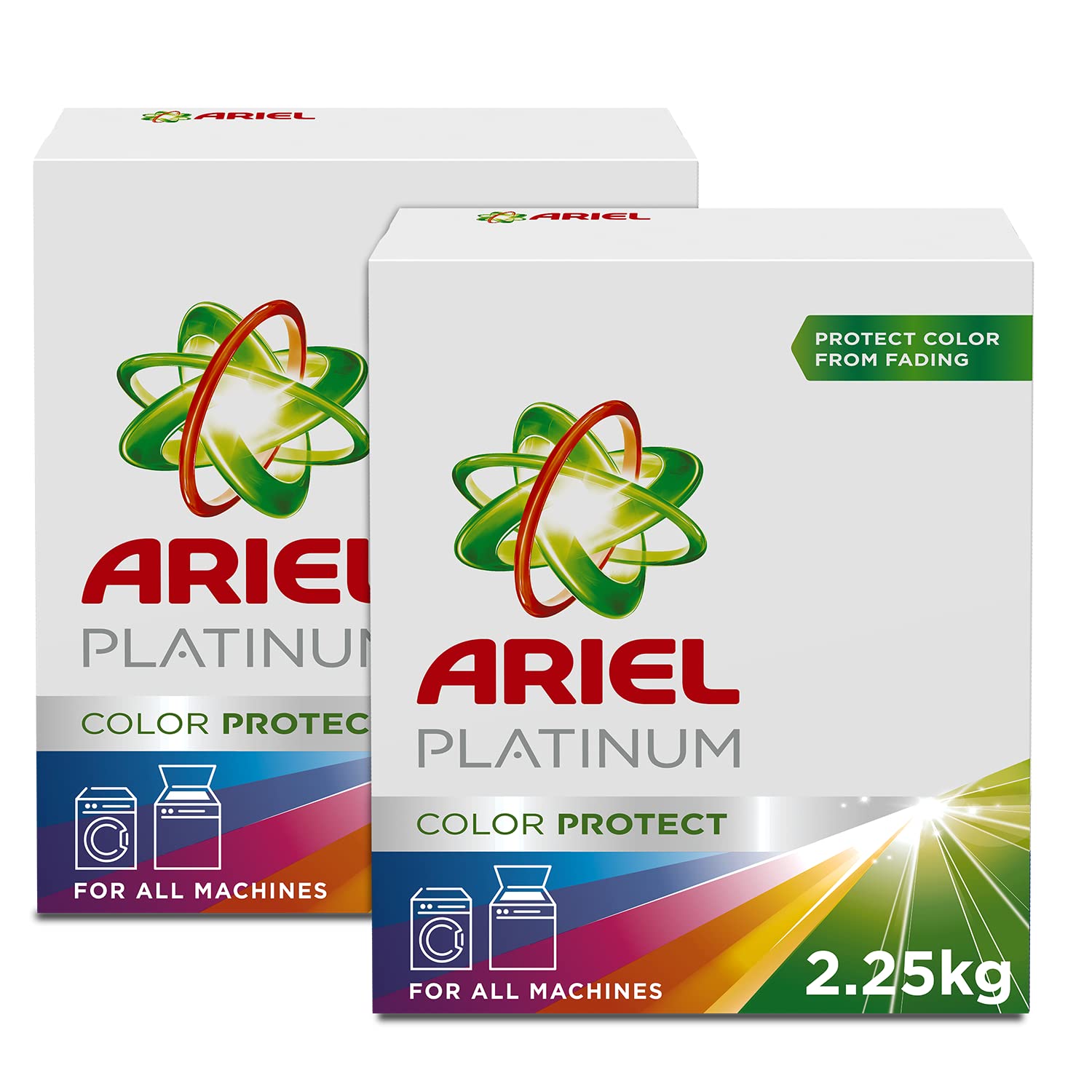 Ariel Platinum Color Protect Laundry Detergent Powder, Stain-Free Cleaning Detergent, 2.25 Kg, Pack Of 2