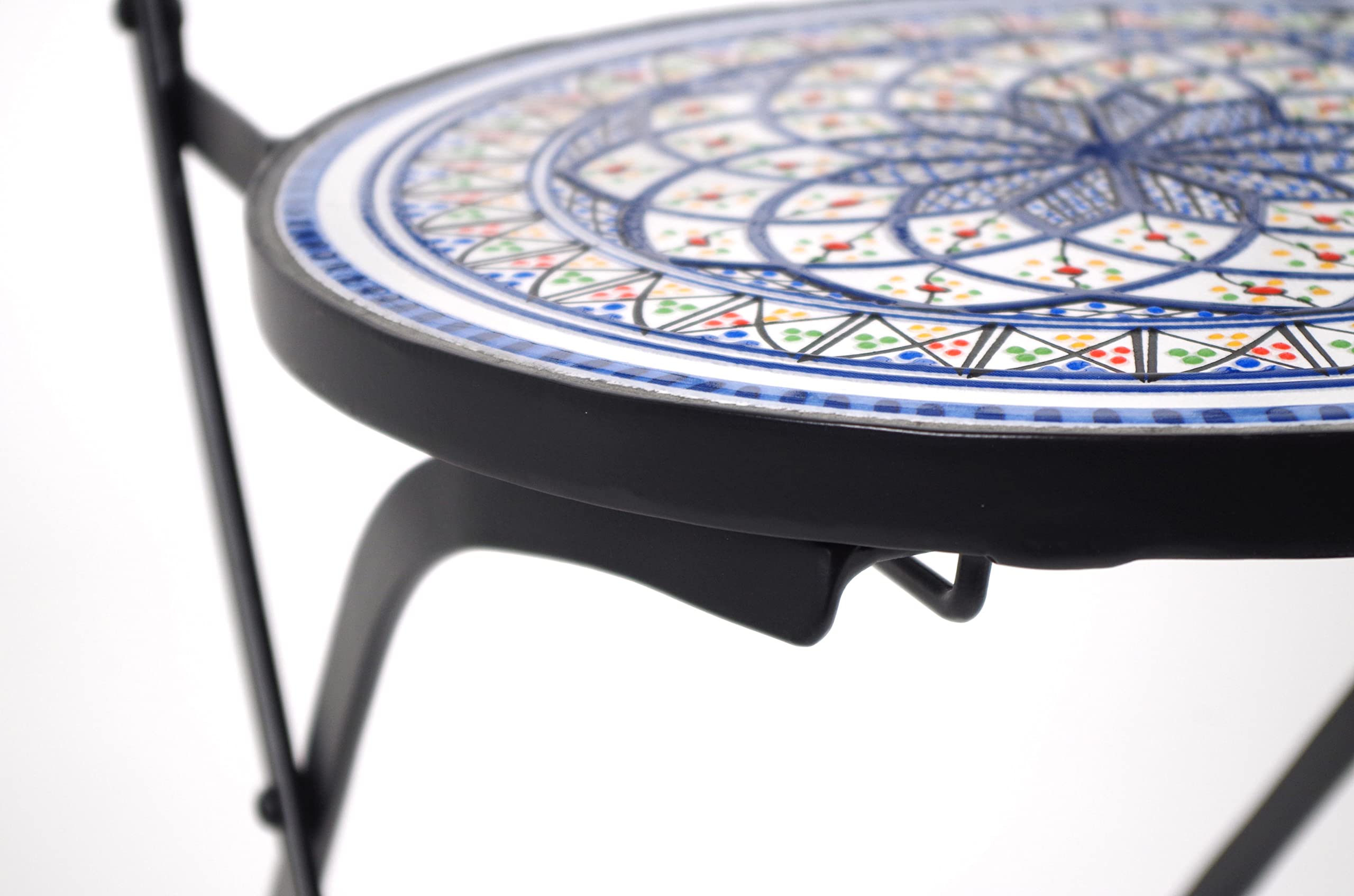 Kobolo Gartenstuhl Klappstuhl Metallstuhl Mosaikoptik weiß 92 cm Blau
