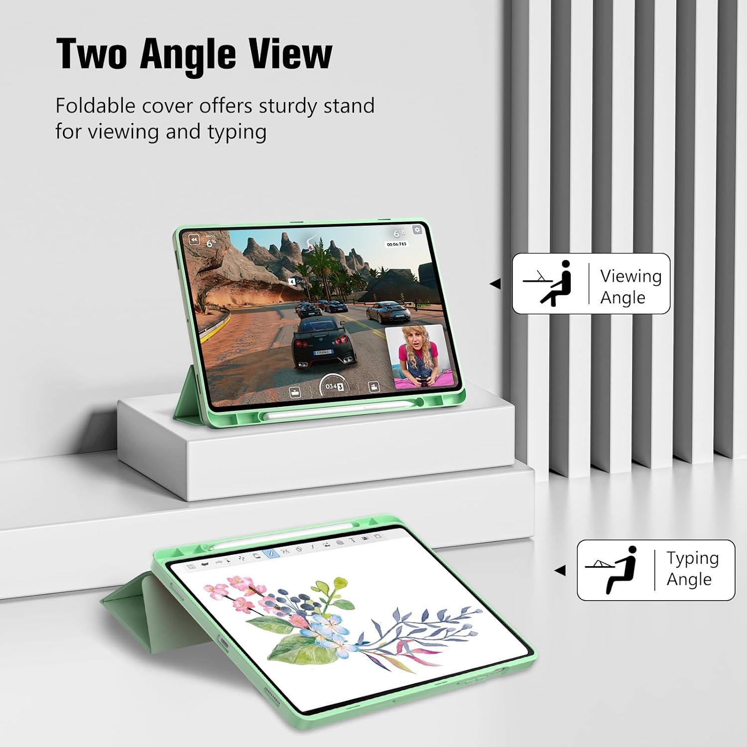 ProCase Smart Case for Galaxy Tab S10 Lite/S10 FE/S9 FE 10.9-Inch with S Pen Holder, Trifold Stand Folio Cover with Soft TPU Back for 10.9" Galaxy Tab S10 Lite/S10 FE/S9 FE -Matchagreen
