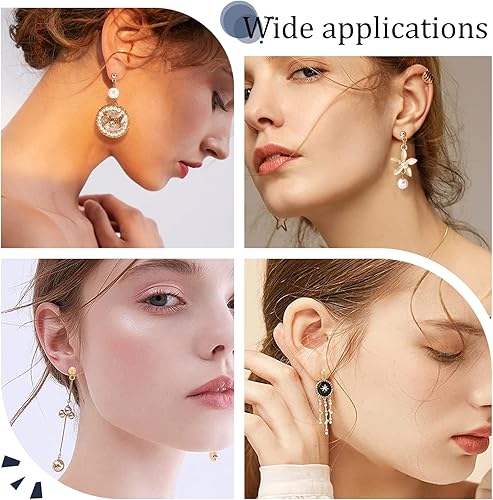 Miniatura 6 de Beebeecraft 100 aretes chapados en oro de 24 quilates con bucle de bola, con 100 aretes de mariposa en la parte trasera para hacer aretes colgantes