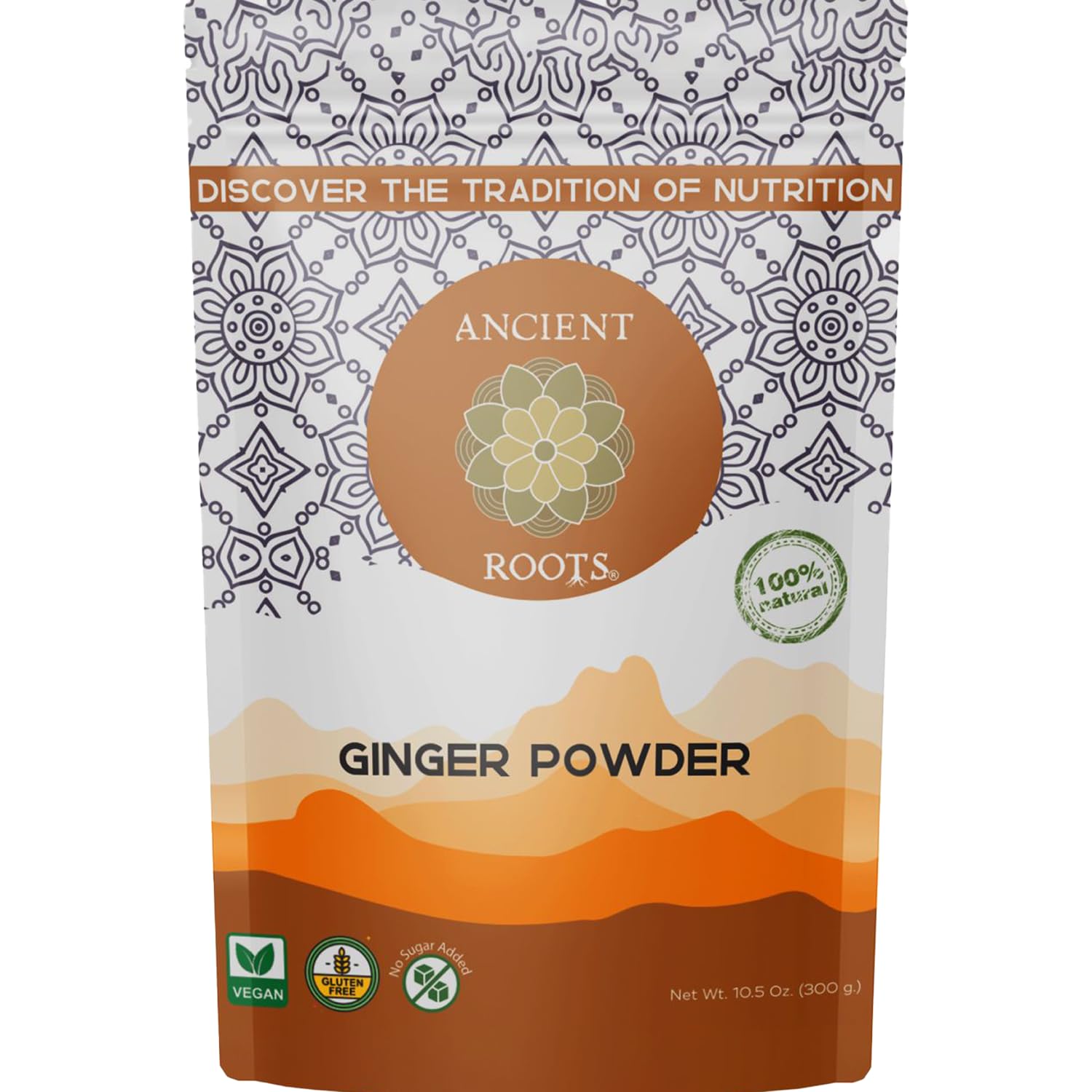 Ancient Roots Ginger Powder 100% Pure & Raw, Non-GMO, Gluten-Free “ Freshly Ground Ginger Root for Cooking, Smoothies, Teas & Baking, 10.5 oz