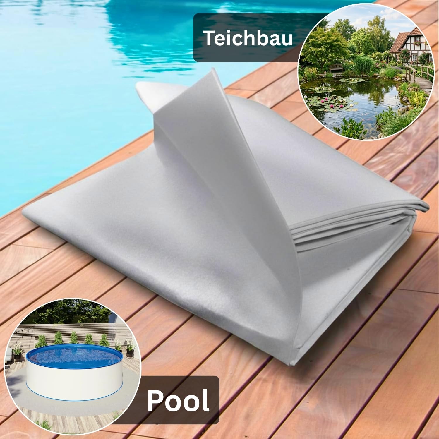Bodenschutzvlies Rundpool Ø 5,00 m 300g/m² Pool Schutzvlies Weiß Polypropylen Winterfest