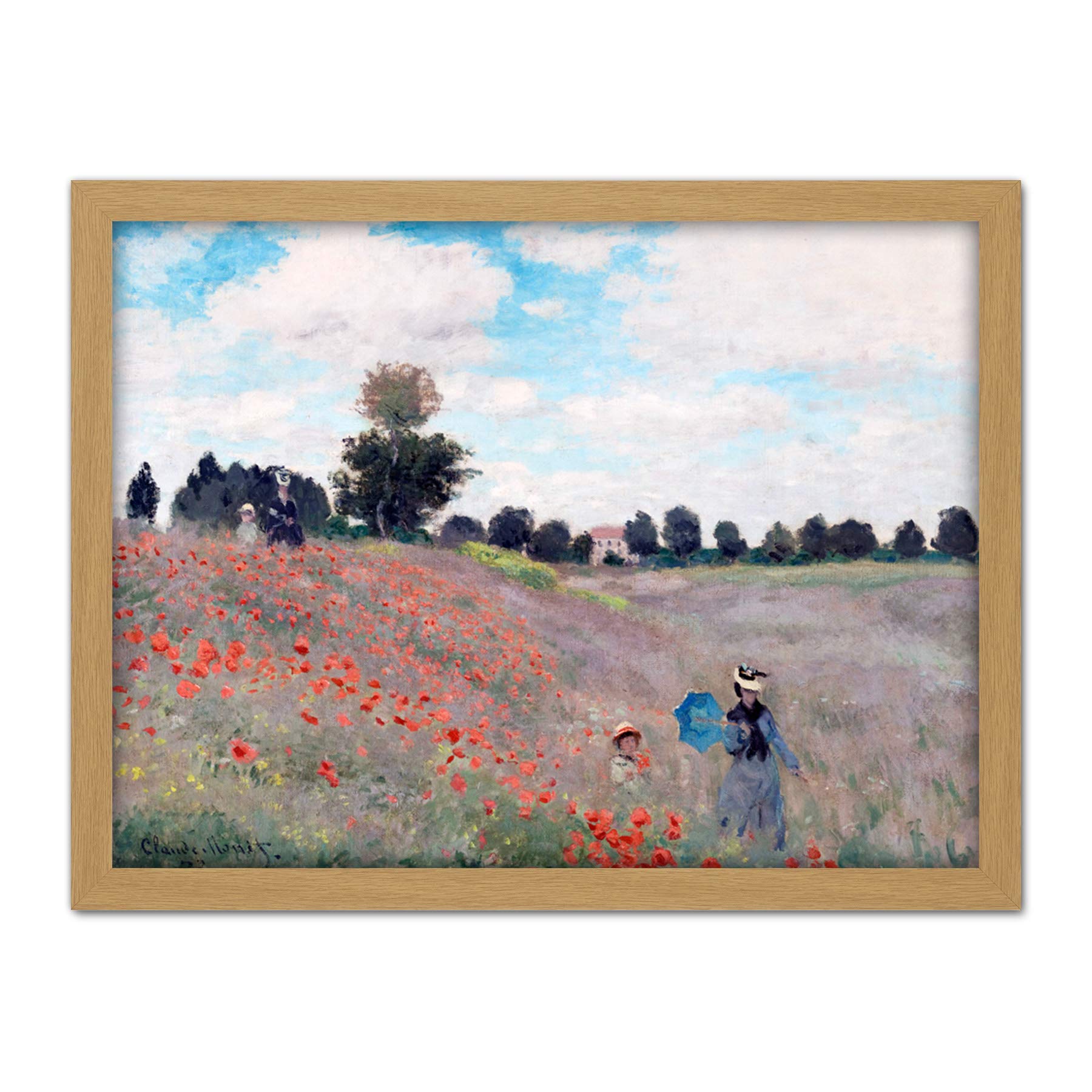 Claude Monet Poppy Field Stroll Large Framed Art Print Poster Wall Decor 18x24