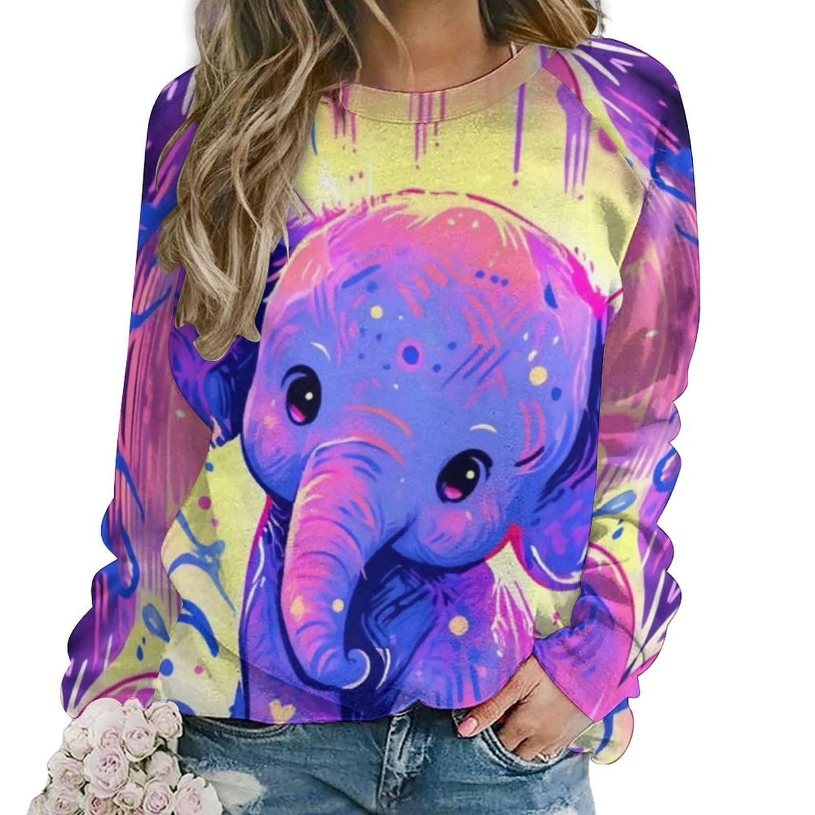 Womens Long Sleeve, Crewneck Sweatshirt Relaxed Fit Pullover Tops for Daily Wear And Travel