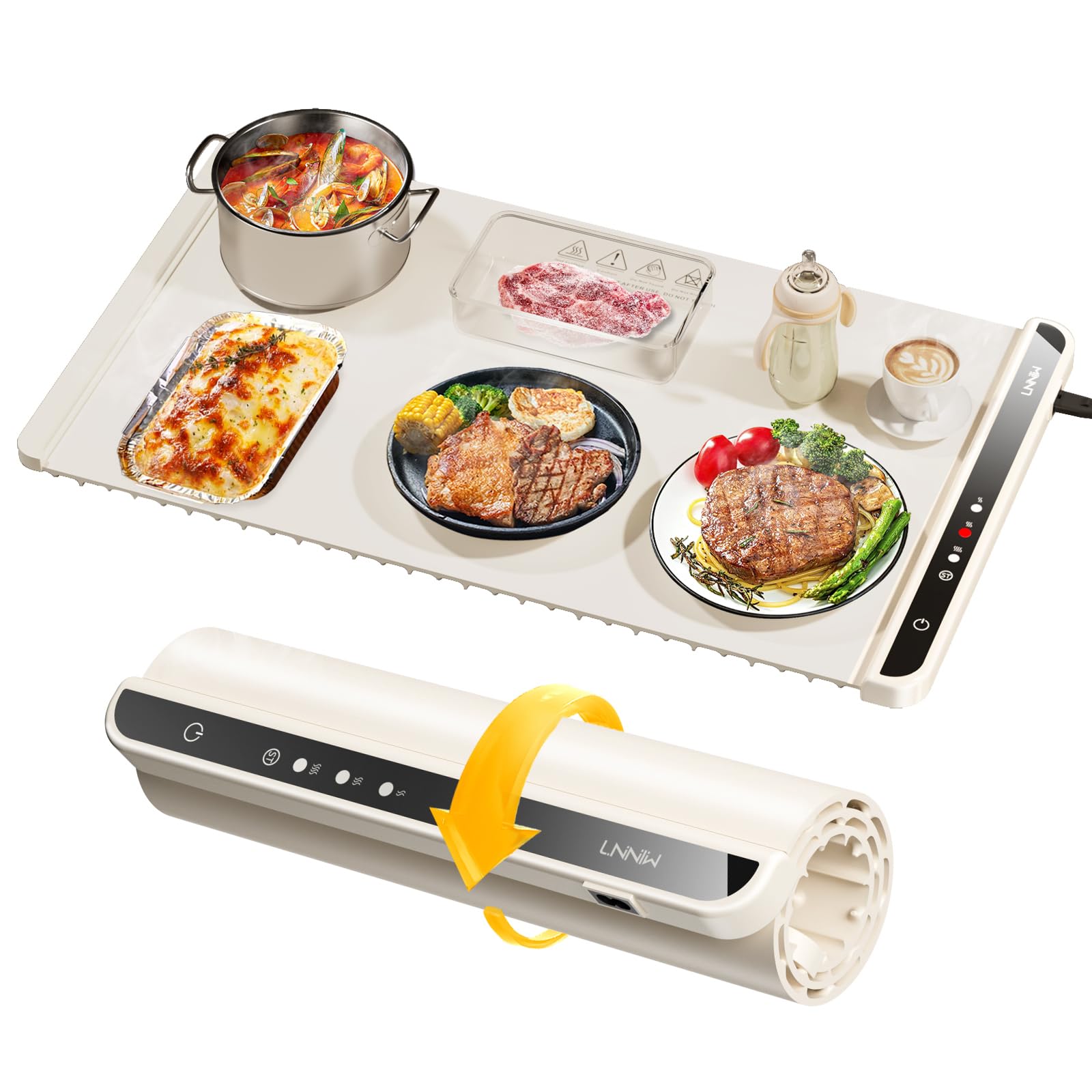LNNIW Food Warming Mat,Warming Mat for Food,Electric Warming Tray for Gatherings, Parties and Everyday Use,Heating Fastly in 10s,Portable Design,Timed Function for Your Family.