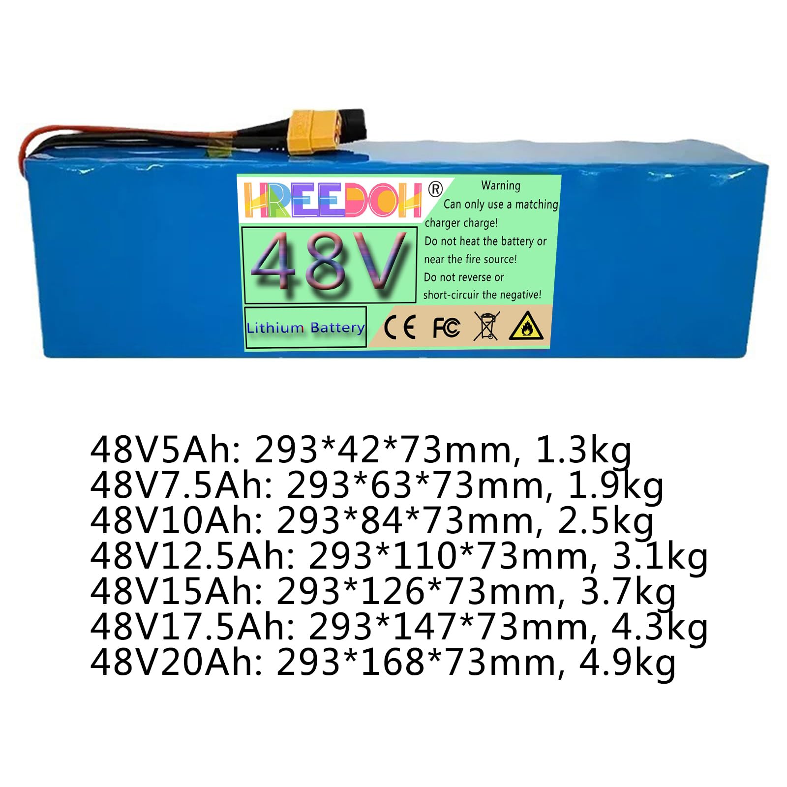Akumulator litowo-jonowy 48 V 48 V 5 Ah 7,5 Ah 10 Ah 12,5 Ah 15 Ah 17,5 Ah 20 Ah Akumulator litowy z ładowarką do zestawu silnika 0-1000 W,48v7.5ah