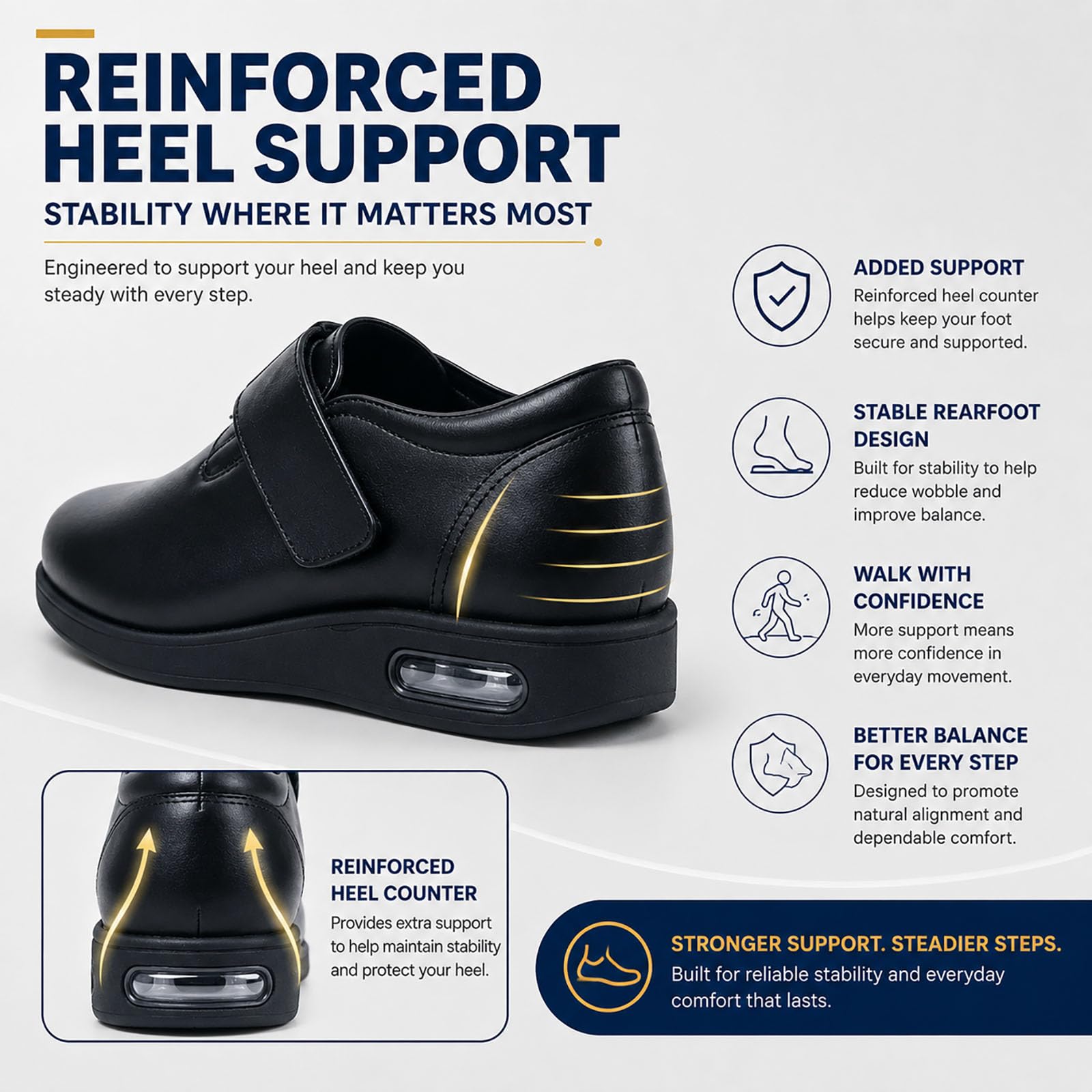 Generisch Seniors Shoes with Fastening Swollen Feet Extra Wide Slippers