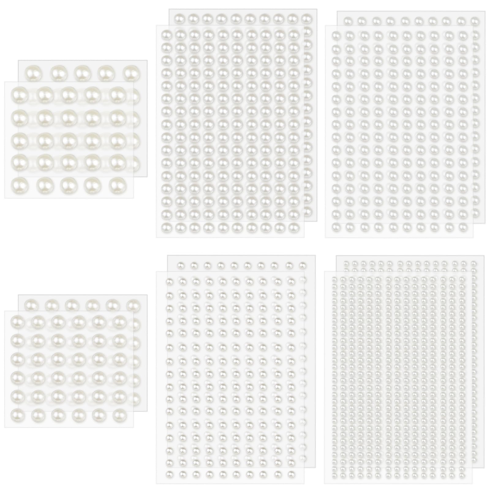 Photo 1 of 1982 Pcs Self-Adhesive Pearl Stickers, Multiple Sizes, Decorative Pearl Gems for Face, Crafts, Hair, Makeup, Nail
