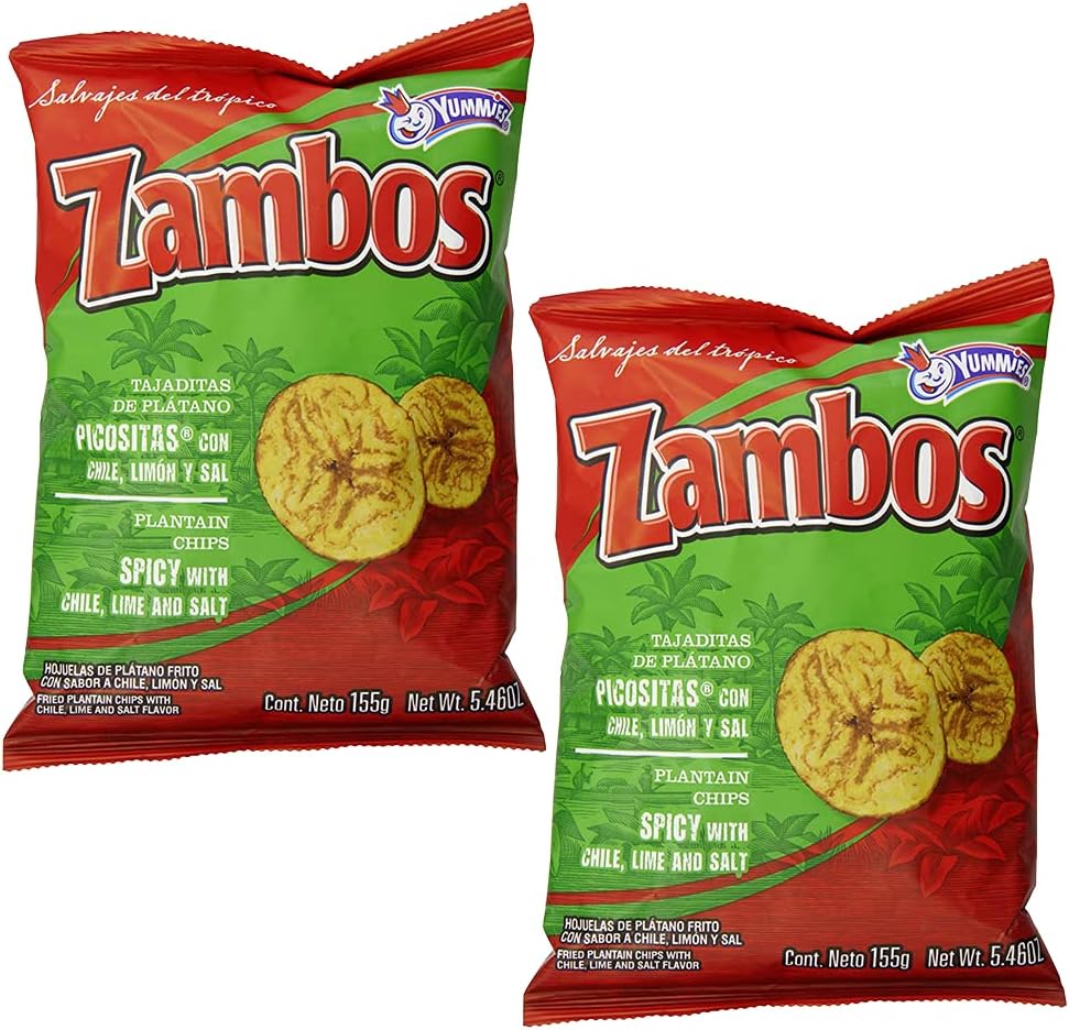 YUMMIESZambos Plantain Chips with Chili, Lime || Salt 5.46z || Pack 2