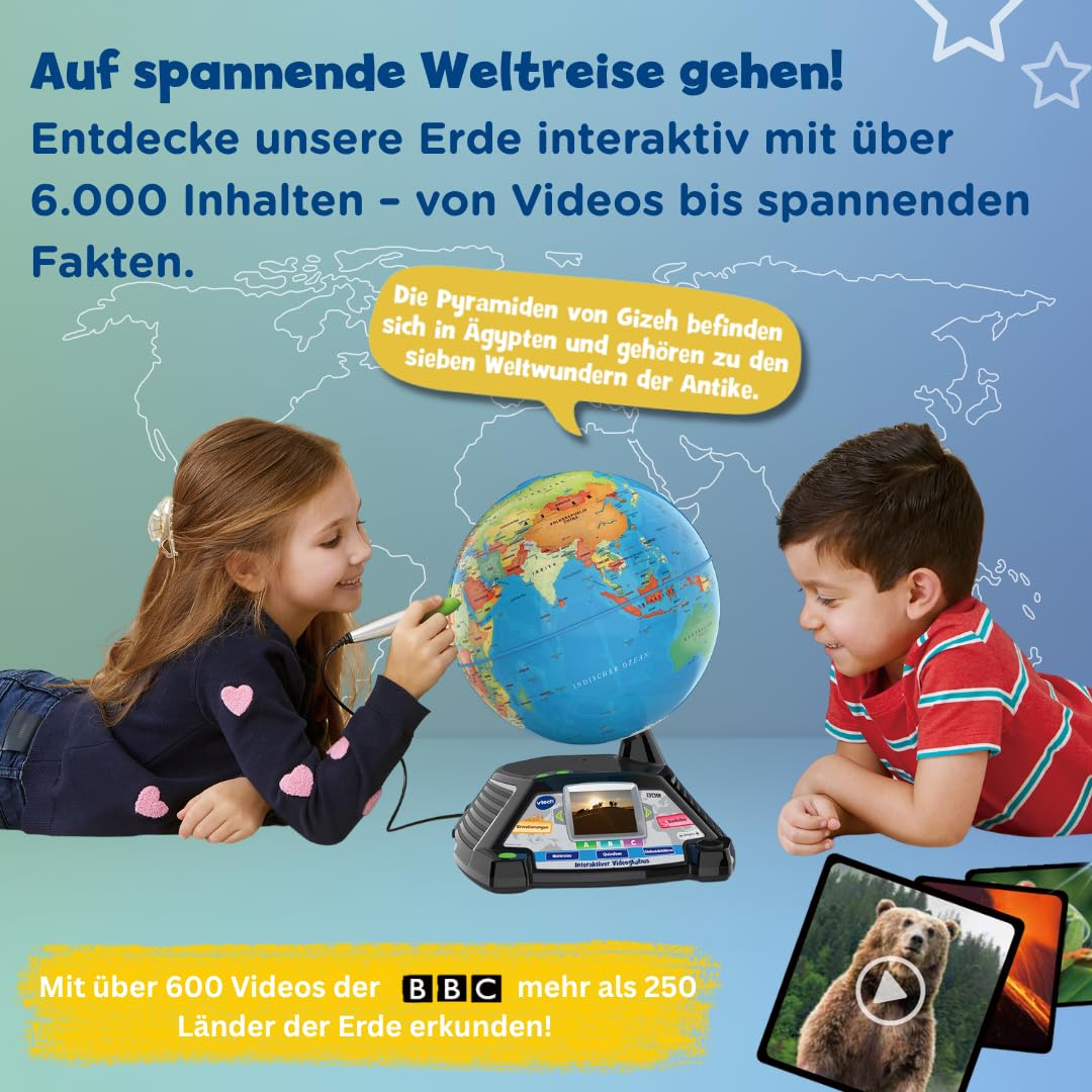VTech Interaktiver Videoglobus Lernglobe mit Bildschirm ab 7 Jahren