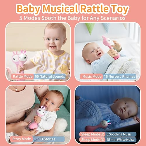 Miniatura 3 de alilo Smarty Bunny - Juguetes musicales de sonajero para bebé, juguetes para bebés recién nacidos de 0-3-6-12-18-24 meses, regalos de niño de 1 año,