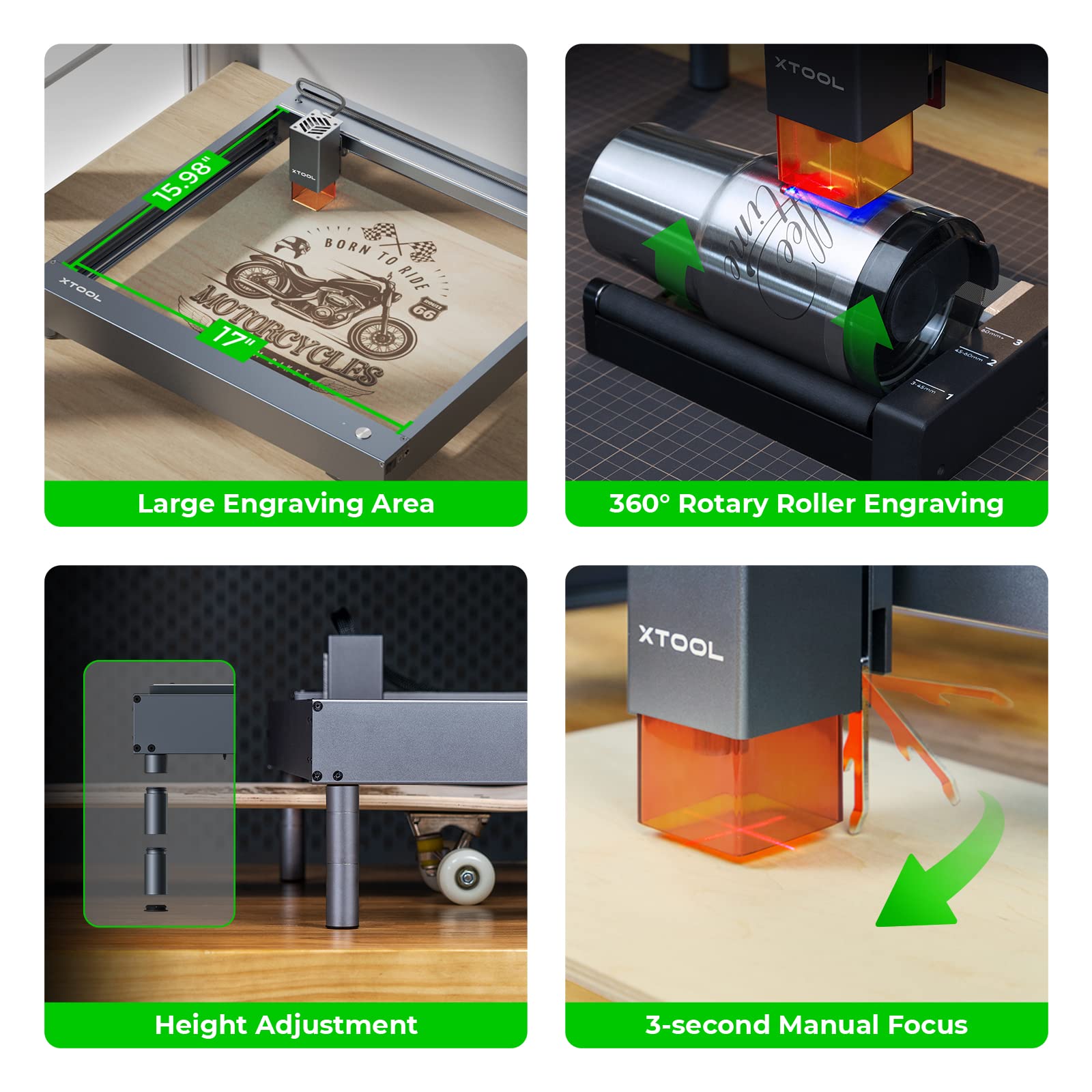 Makeblock xTool D1 Laser Engraver with Rotary, 5w7.5w Output Power