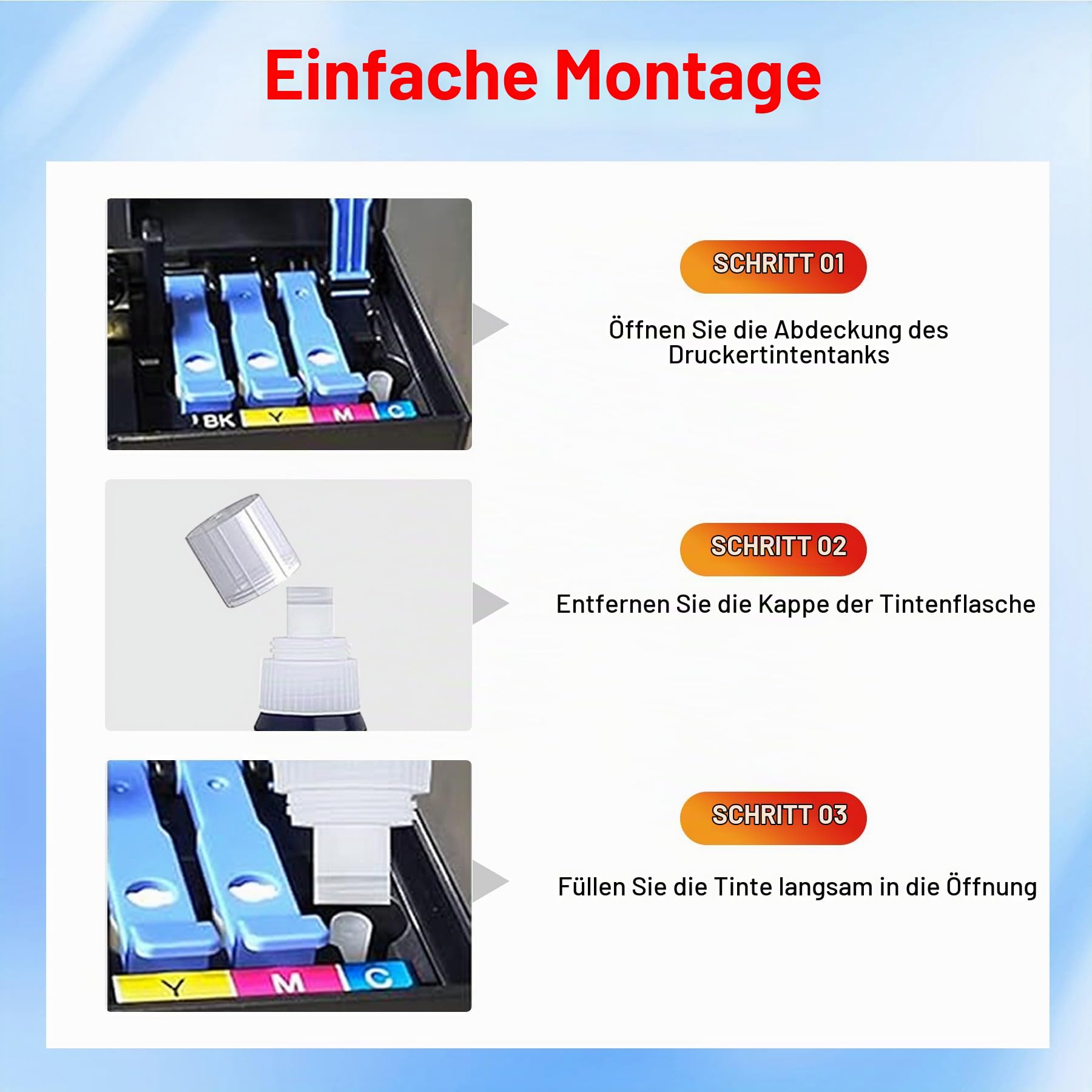 GI-55 GI55 GI 55 Tinte Kompatibel mit CAN GI-55BK GI-55C GI-55M GI-55Y mit Maxify GX1050 GX2050 GX1080 GX2080 Multipack Drucker (4Stück,Schwarz,Cyan,Magenta,Gelb)