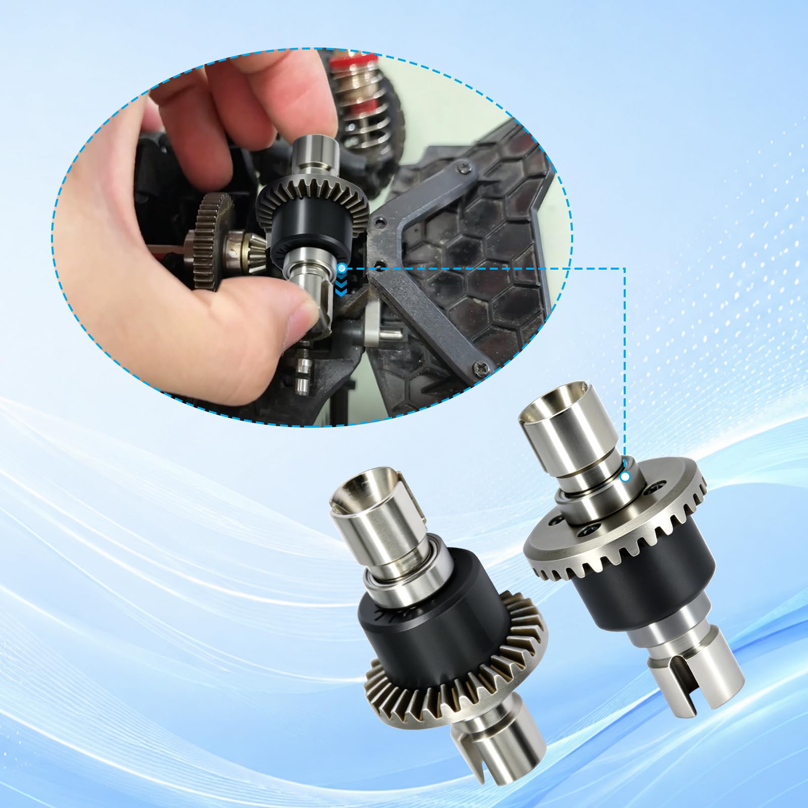 RC Auto-Differential für MJX Hyper Go 1/14 Maßstab 1/16 RC,Pulvermetallurgie Differentialersatz 16420Y (2 Stück)