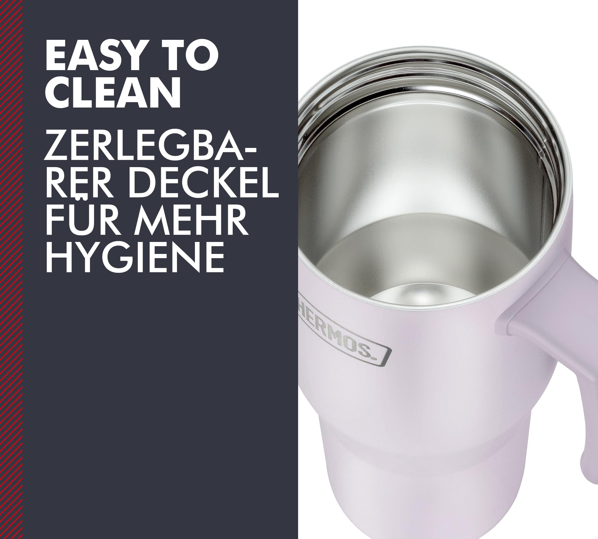 Thermos REFRESHING SERIES - Gobelet isotherme - 1,1 l - Lavande mat - Gobelet avec paille et poignée - Pour les déplacements, le travail ou la maison - En acier inoxydable - Double paroi neutre au