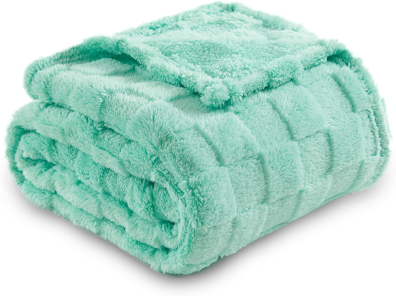 NEWCOSPLAY Super Soft Throw Blanket Aqua Premium Silky Flannel Fleece 3D Checkered Lightweight Bed Blanket All Season Use (Aqua Checkered, Throw(50"x70")) - Image 7