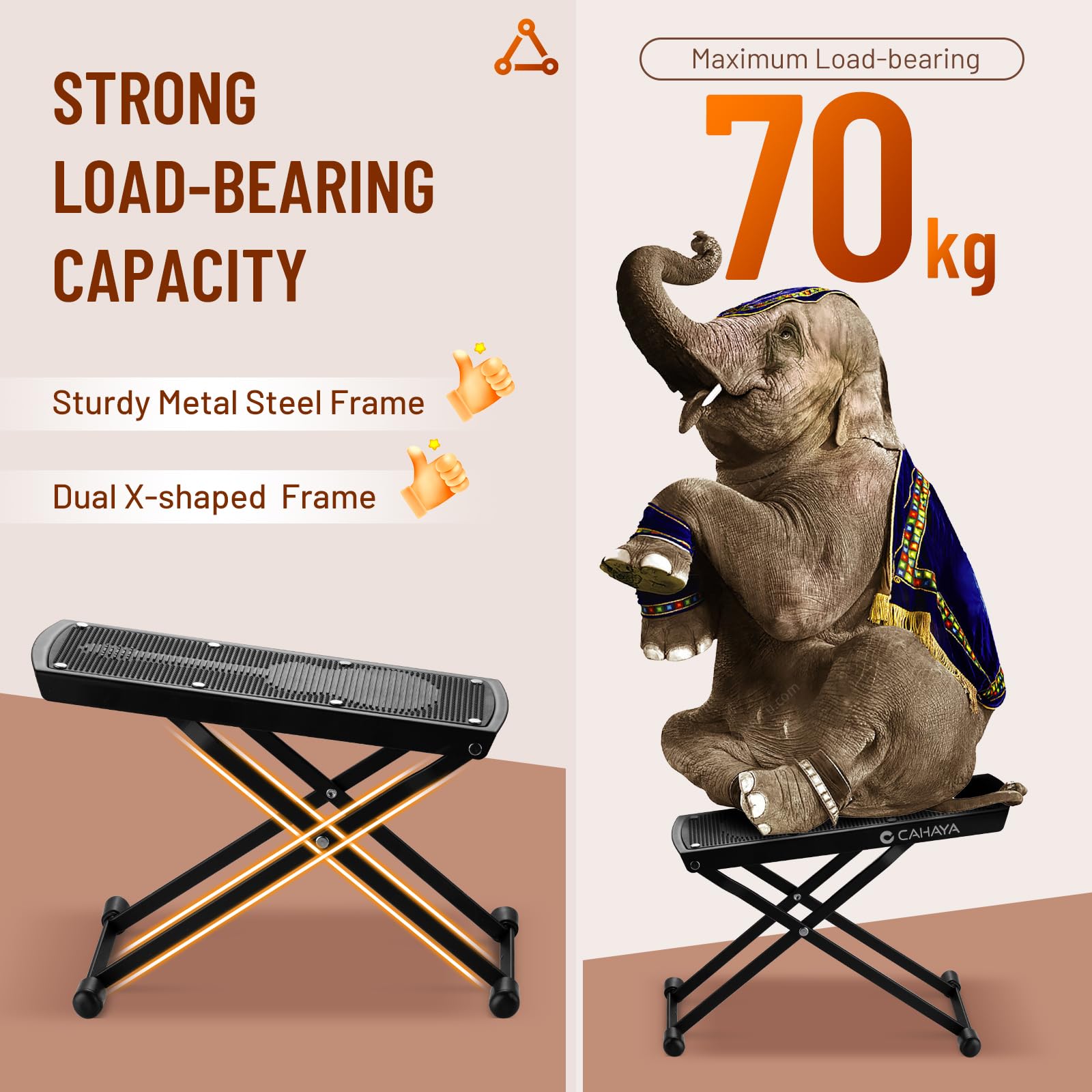 CAHAYA Repose-pieds pour guitare réglable sur 6 niveaux : repose-pieds de guitare avec base en caoutchouc antidérapant - Repose-pieds portable et pliable pour guitariste - Charge maximale 70 kg,
