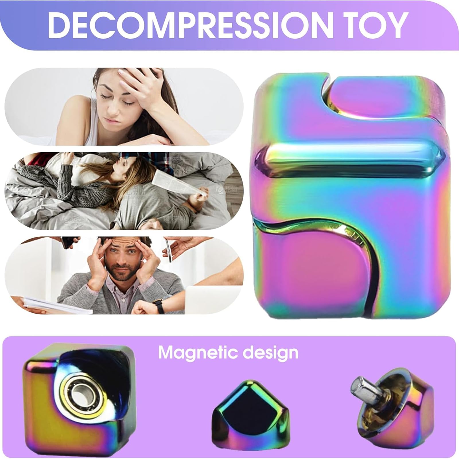 Fidget Toys for Adults, Stress Relief Toys Adults, Square Fidget Cube, Infinity Cube Fidget Toy, Portable Metal Fidget for Adults, Color 1