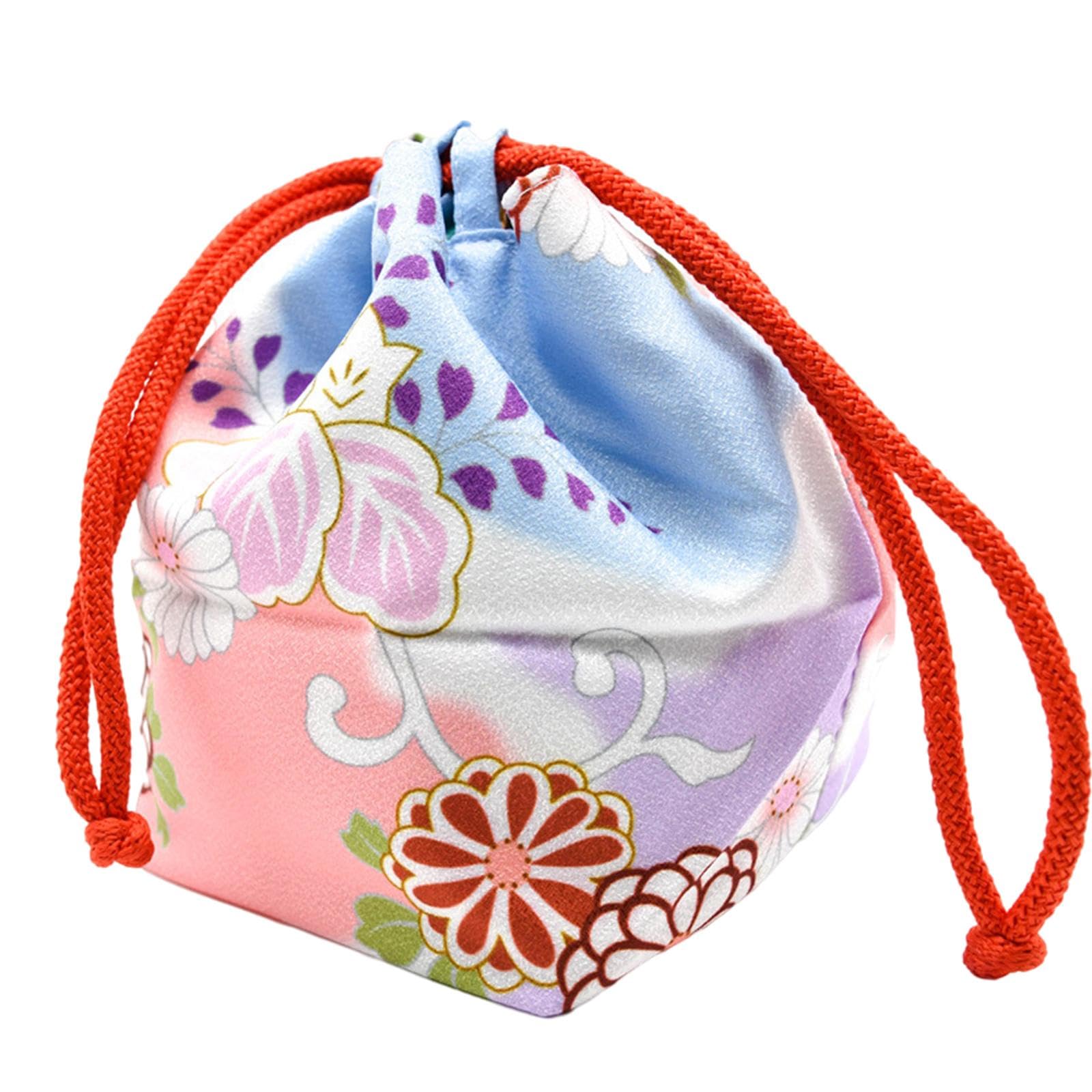 nivaa Japanese Drawstring Bag Coin Purse Lunch Bag Food Pouch Blue Pink-picture-37