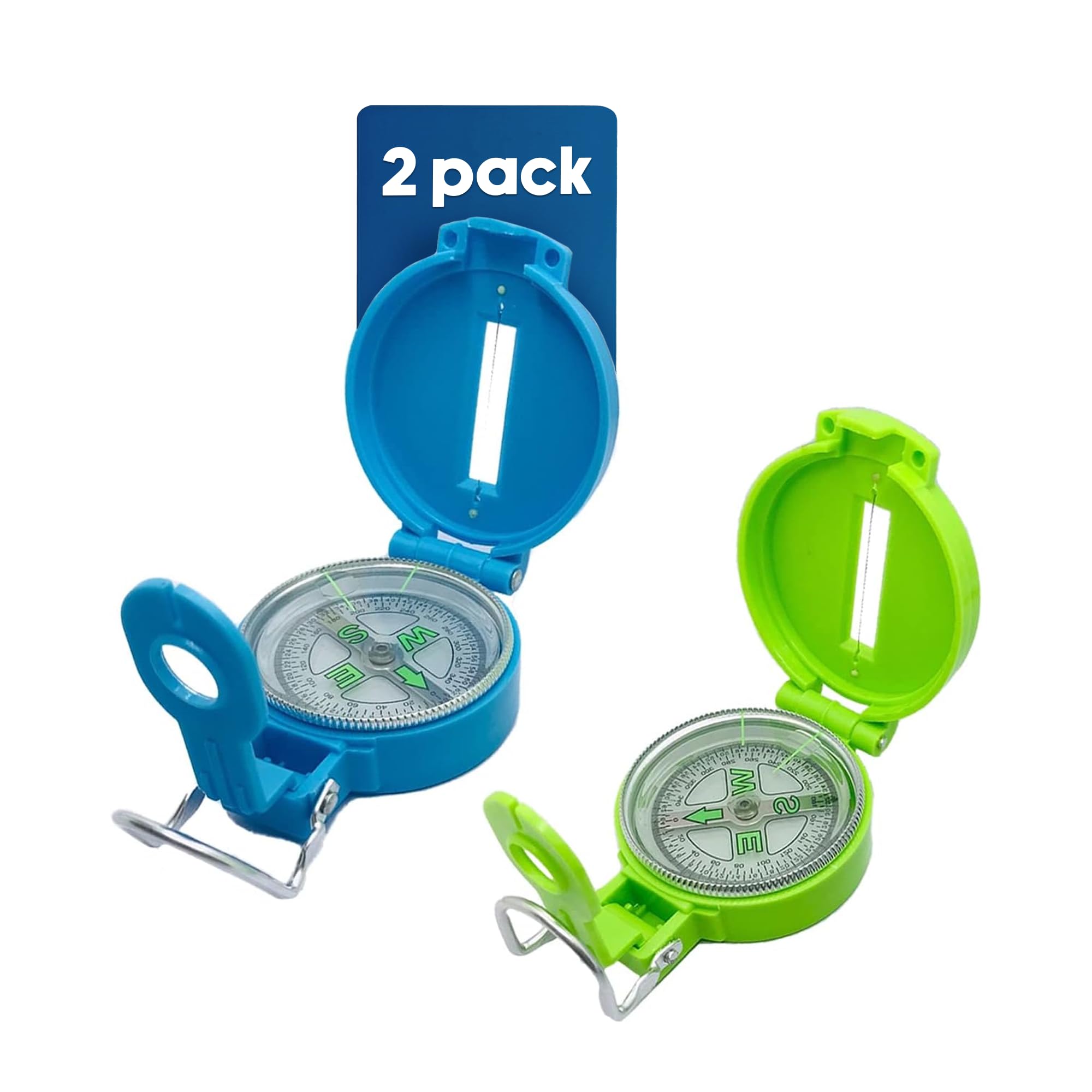 Sponsored Ad - 2-Pack Lensatic Compasses Hiking Backpacking Orienteering Compass Navigation - Boy Scout Compass for Kids | Professional Field Compasses for Map Reading - Best Survival Gifts