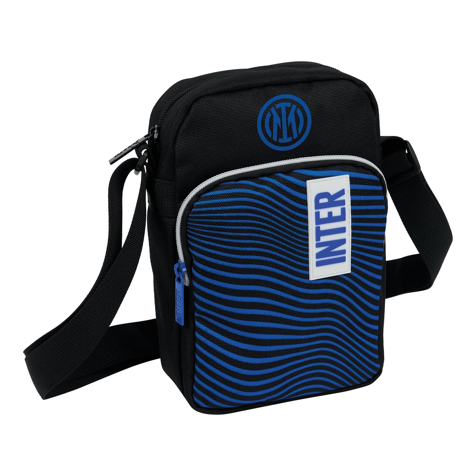Seven Umhängetasche für Herren – F.C. Inter Fußball – Öffnung mit Reißverschluss – Gürteltasche für Jungen – Interistenfan – Gadget Fußball Serie A, Schwarz und Blau., Taglia Unica, rucksack