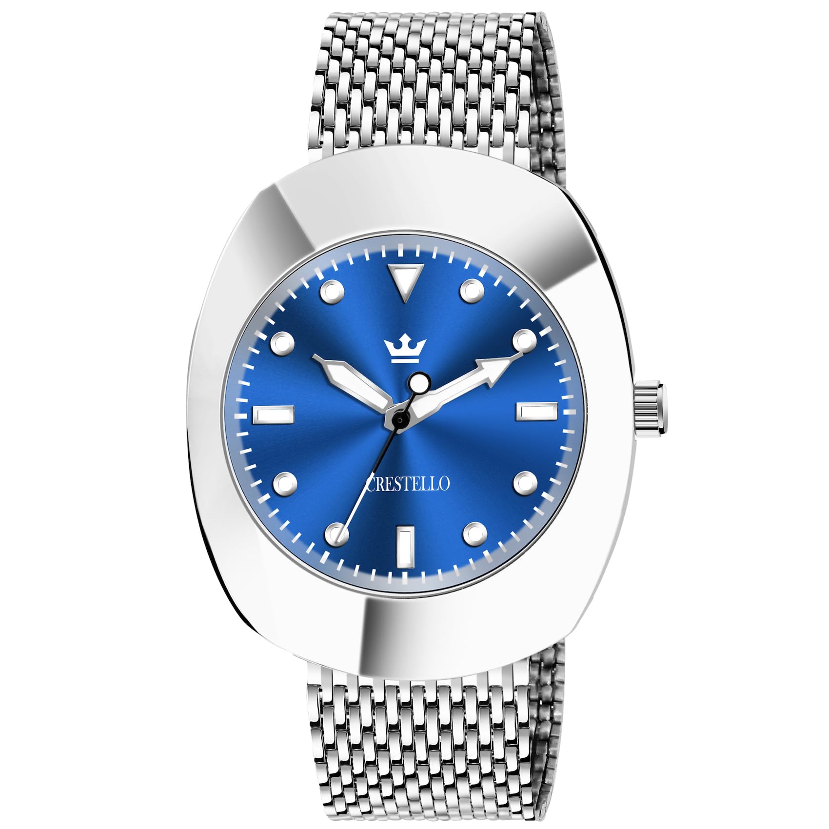 CRESTELLO Stainless Steel Mesh Chain Analog Wrist Watch for Men (Black Dial) | CR-RD031-BLU-CH (B0CXXYJXYY) Amazon Price History, Amazon Price Tracker
