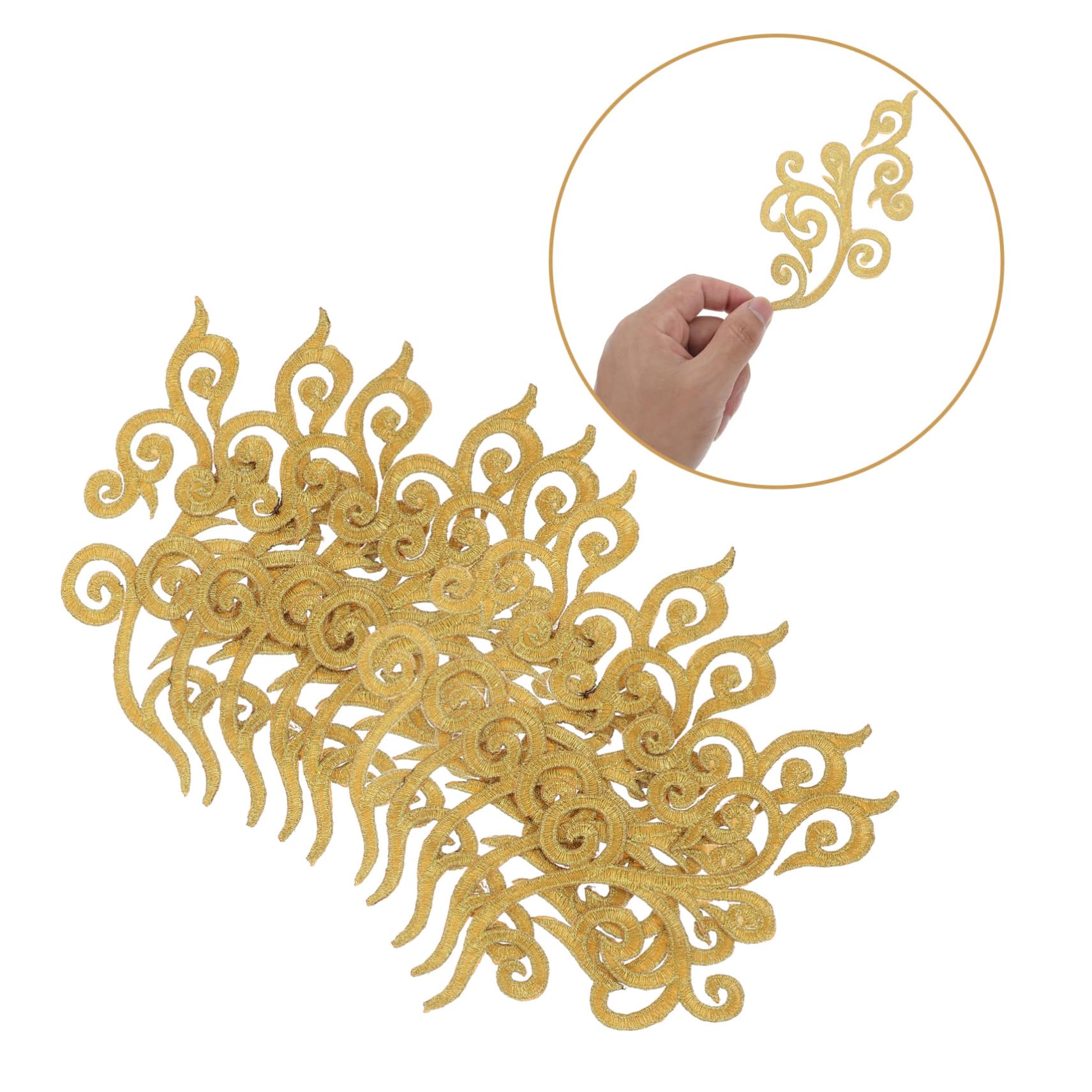 Aplikacje odzieżowe, Haftowane naszywki z tkaniny kwiatowej, eleganckie haftowane aplikacje cekinami kwiatowymi(Golden)