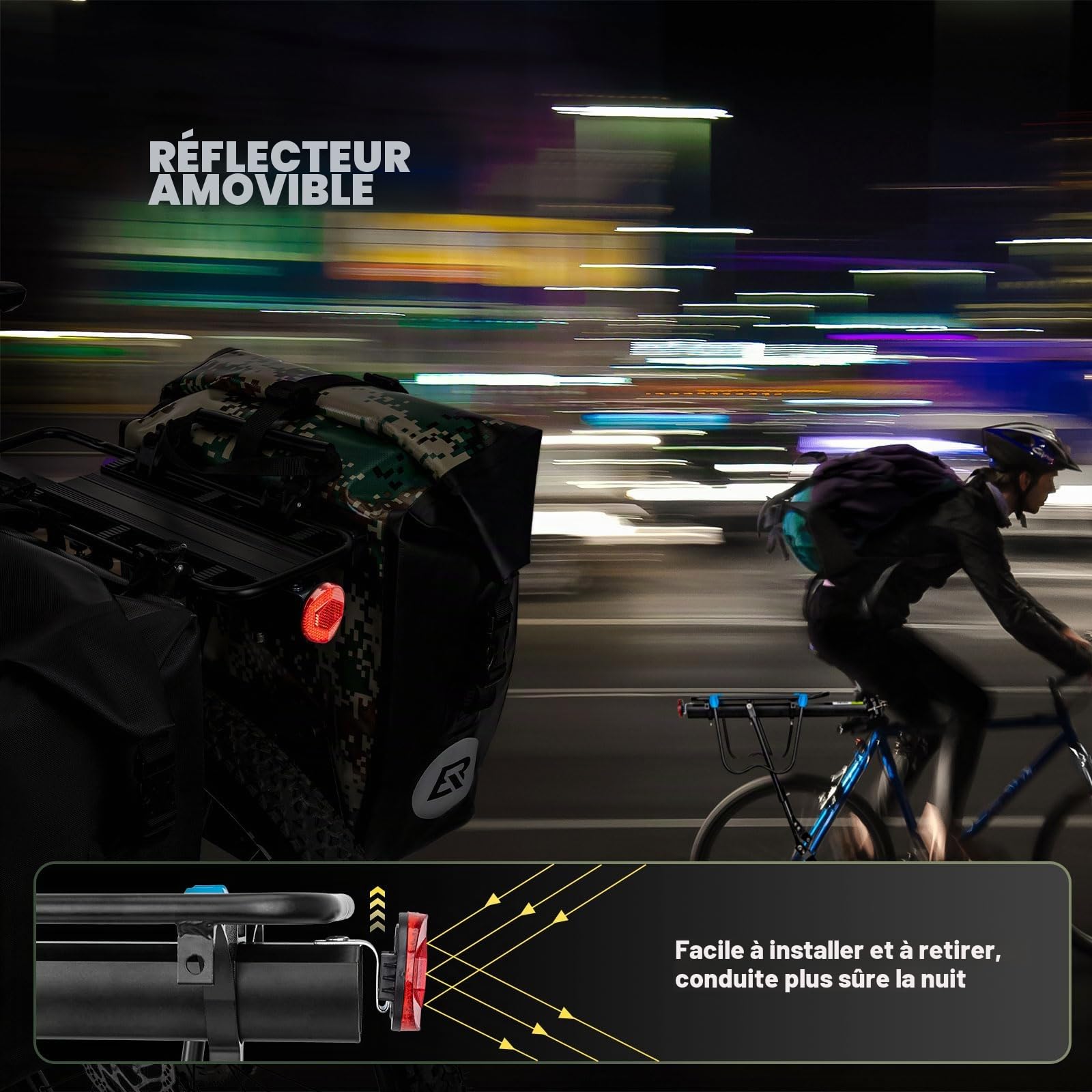 ROCKBROS Porte-Bagages Arrière Vélo Universel Support Bagages Alliage d'Aluminium Charge Max. 75kg Dégagement Rapide avec Réflecteur Stable Robuste pour VTT 24-29 Pouces Vélo de Course Vélo de Ville