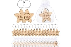 Roowest 25 Packs Star Keychains, "You're a Star" Inspirational Wooden Key Rings...