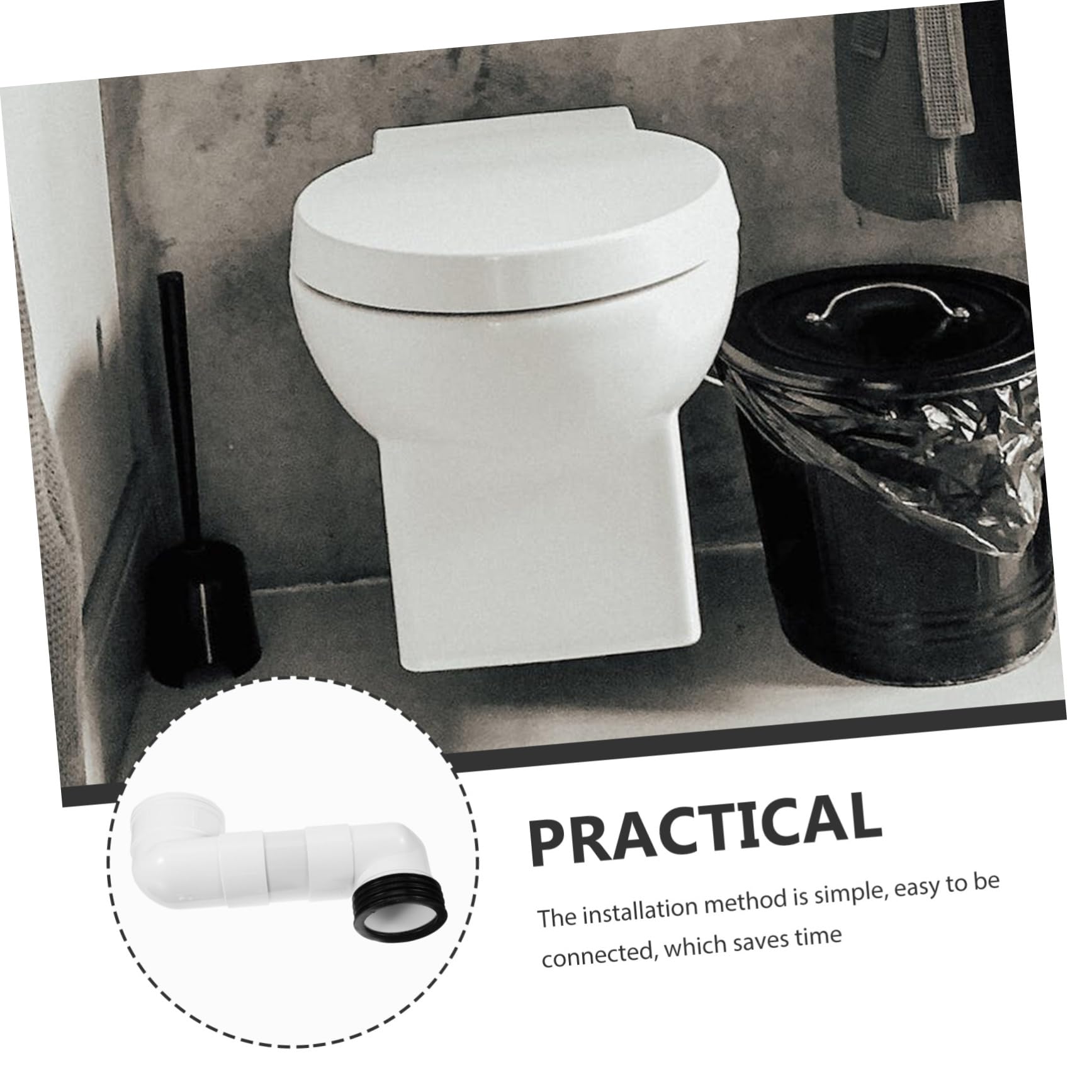 SHINEOFI Manicotto di Collegamento Wc in Pvc Resistente a Usura Spostamento Massimo 10cm, Set per Uso Residenziale e Commerciale
