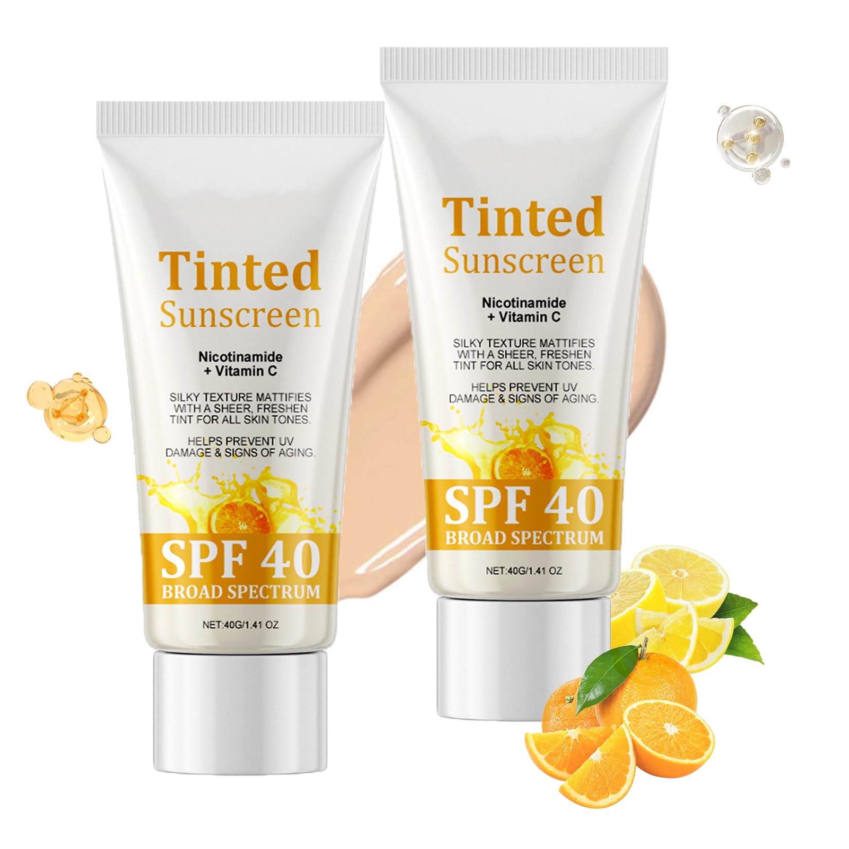 Tinted Sunscreen SPF 40 With Niacinamide & Vitamin C For Broad Spectrum UV Protection