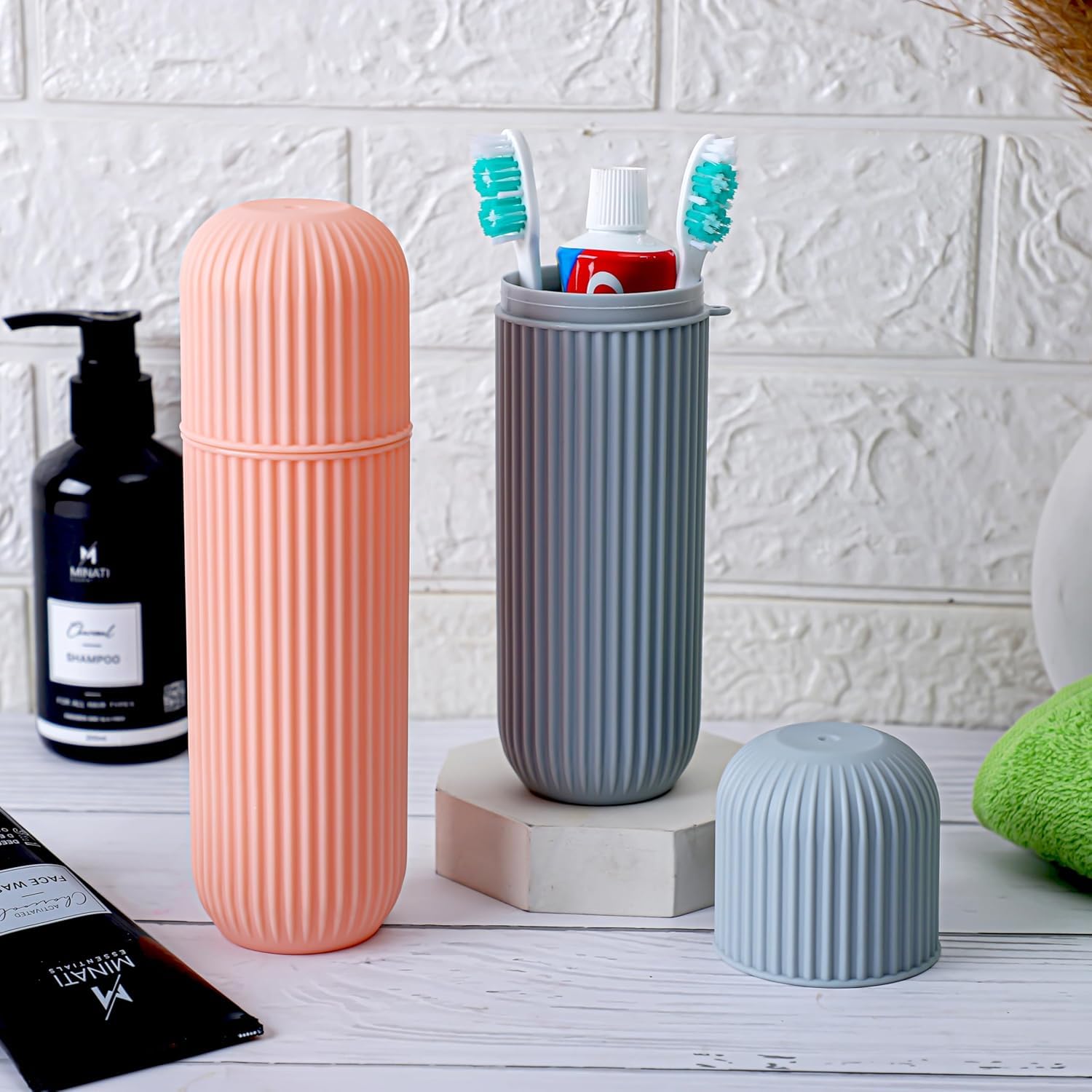 Vruta Toothbrush Holders for Bathroom Plastic Wall Mounted Self Adhesive Brush Holder, Toothpaste, Shaver, Razor & Makeup Brush Holder (2, Standerd) — Amazon image 8
