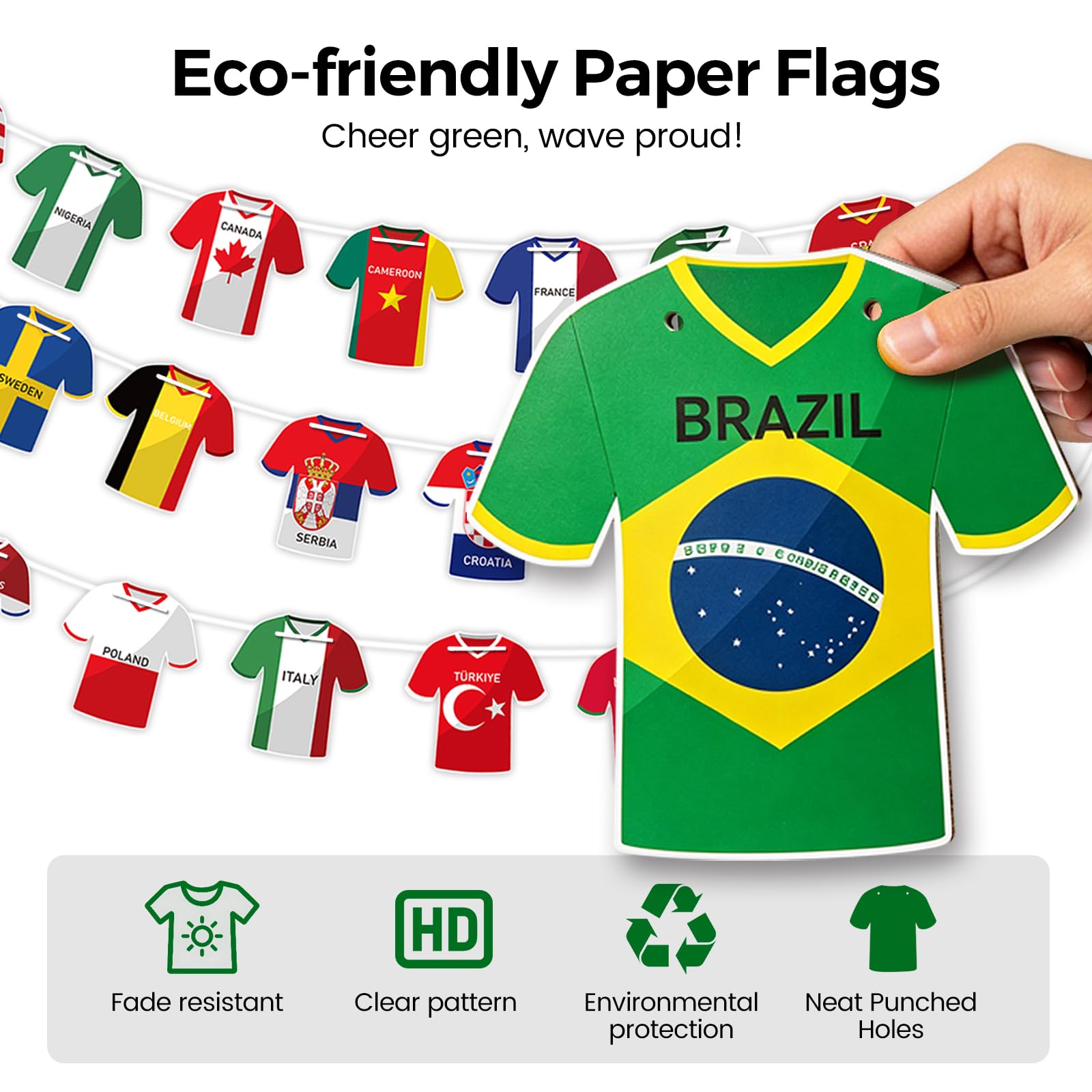 2026 World Soccer Jersey Flag Bunting Banner 49 Pcs - International Country String Flags Garland for Stadium Watch Parties, Sports Bar & Outdoor Celebrations, Fan Merchandise Decoration - 4