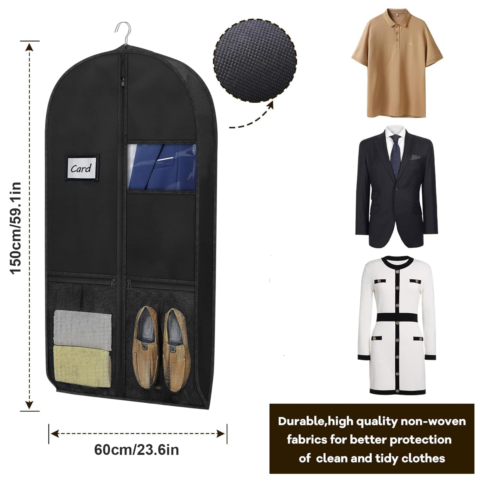 Celestia Portatrajes Hombre Viaje – Bolsa de Viaje para Ropa, Fundas para Vestidos, Chaquetas y Vestidos de Noche (Negra)