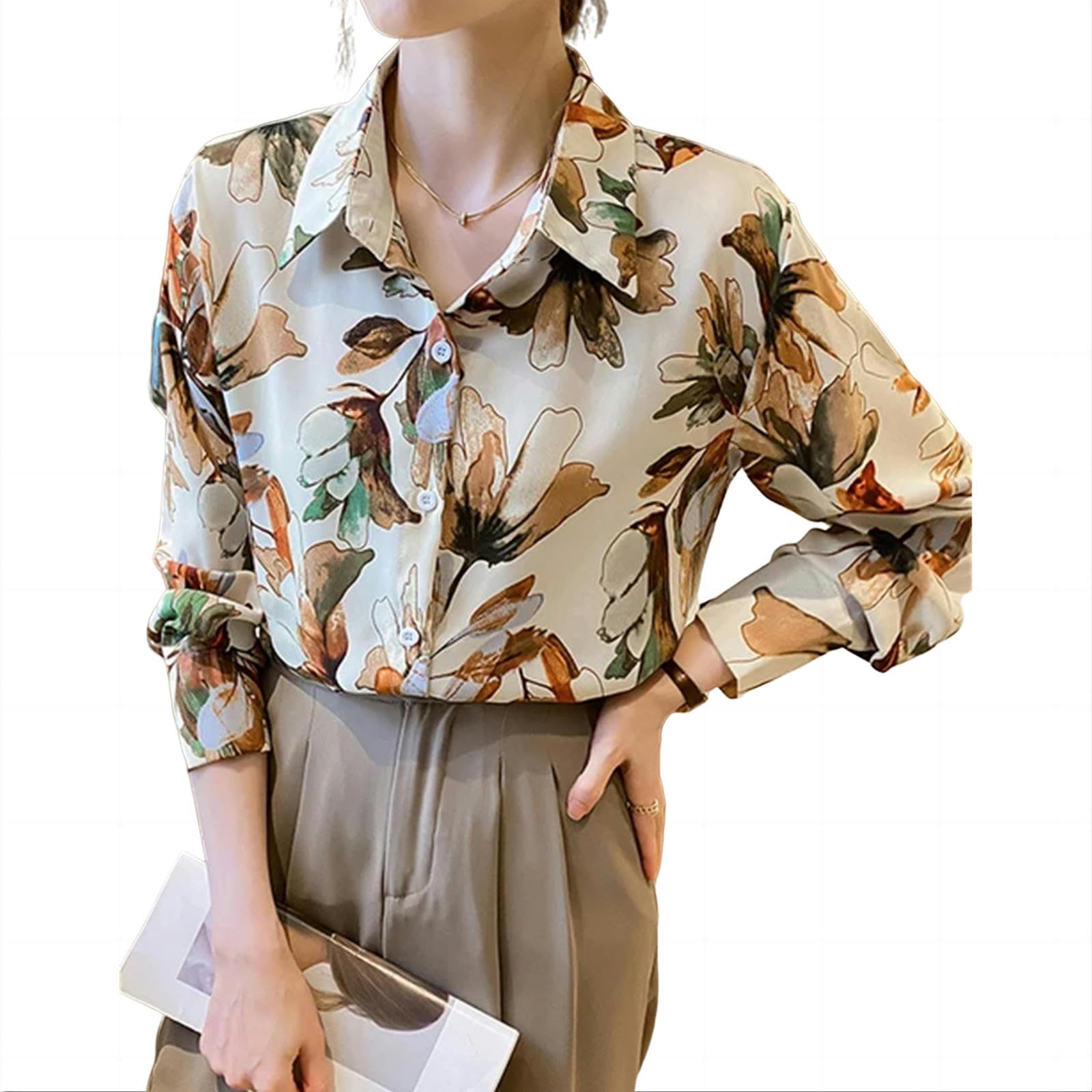 ZORMAN Camicia Donna Elegante Camicie in Chiffon Stampate per Donna Camicetta A Manica Lunga