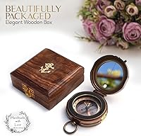 Vista 7 de Confía en el Señor con todo tu corazón - Cita grabada de Proverbios 3:5-6 Brújula con caja de madera, tarjeta de felicitación, brújula de regalo