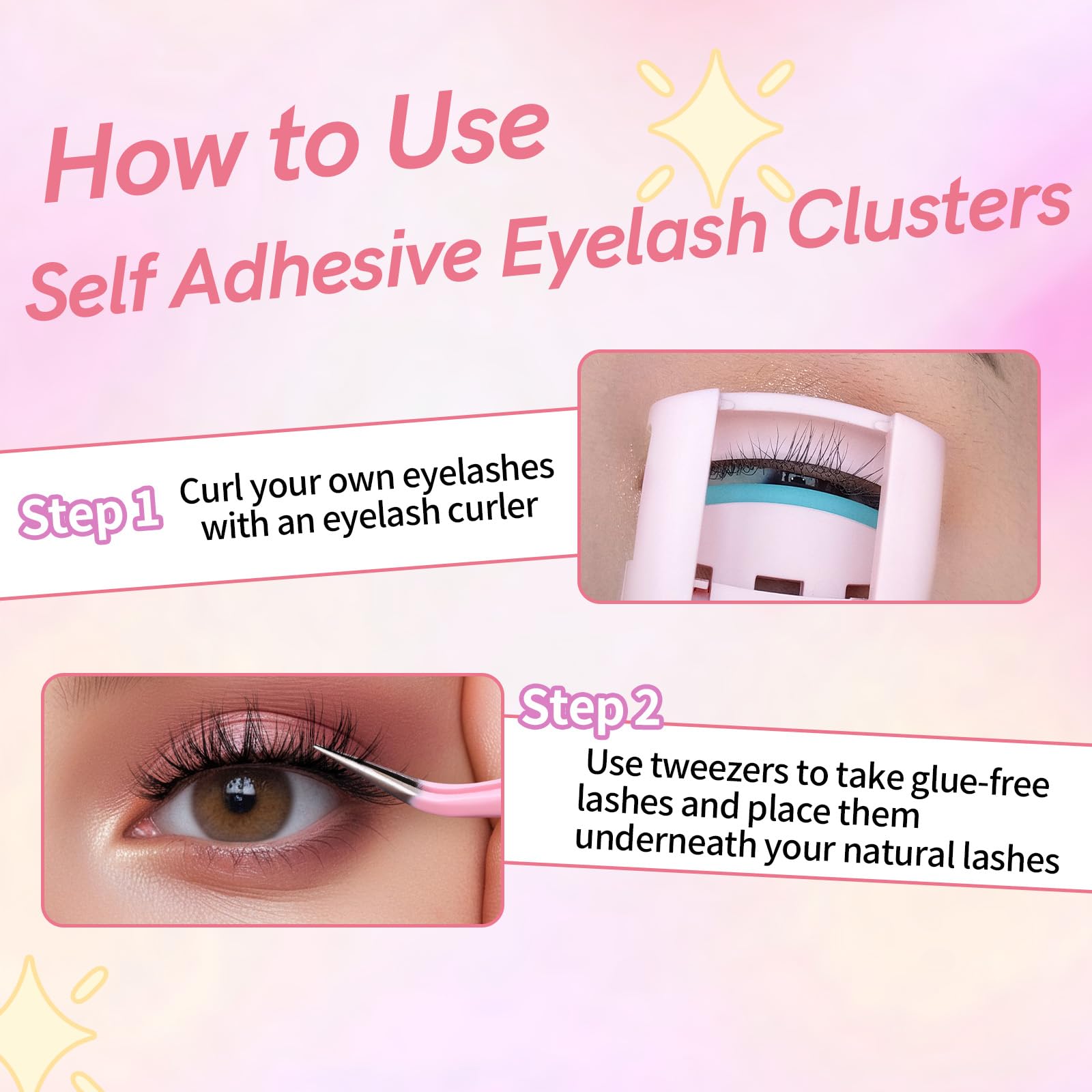Mlen Diary Lashes Clusters, 100pcs 8-12mm False Lashes With Lash Bond and Seal Remover, Tweezers - Image 3
