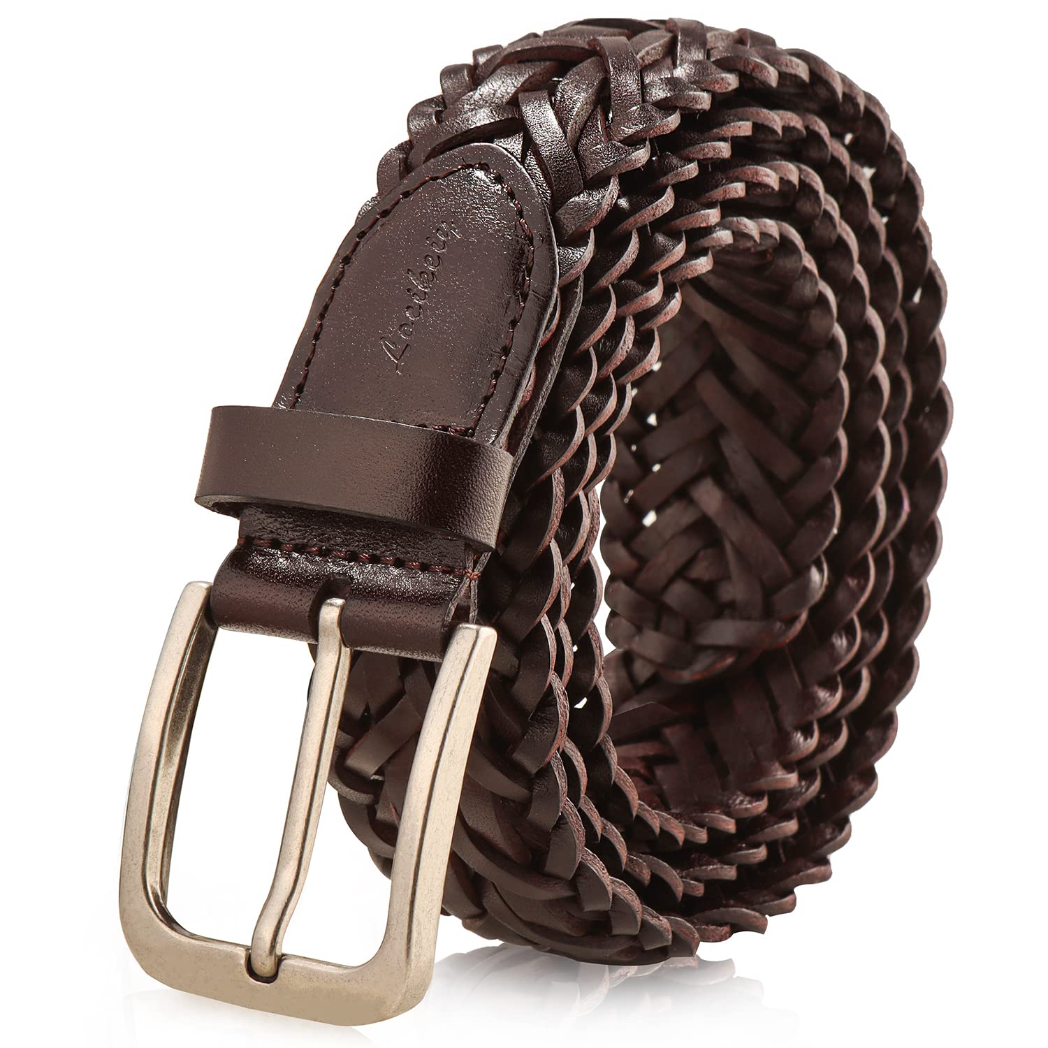 Photo 1 of ( 2 PACK )Locikeiy Mens Leather Belt ,Belts for Men ,Mens Belts Casual for Classic Jeans,Work Business Dress Belt Genuine Leather Belt Brown2 44"