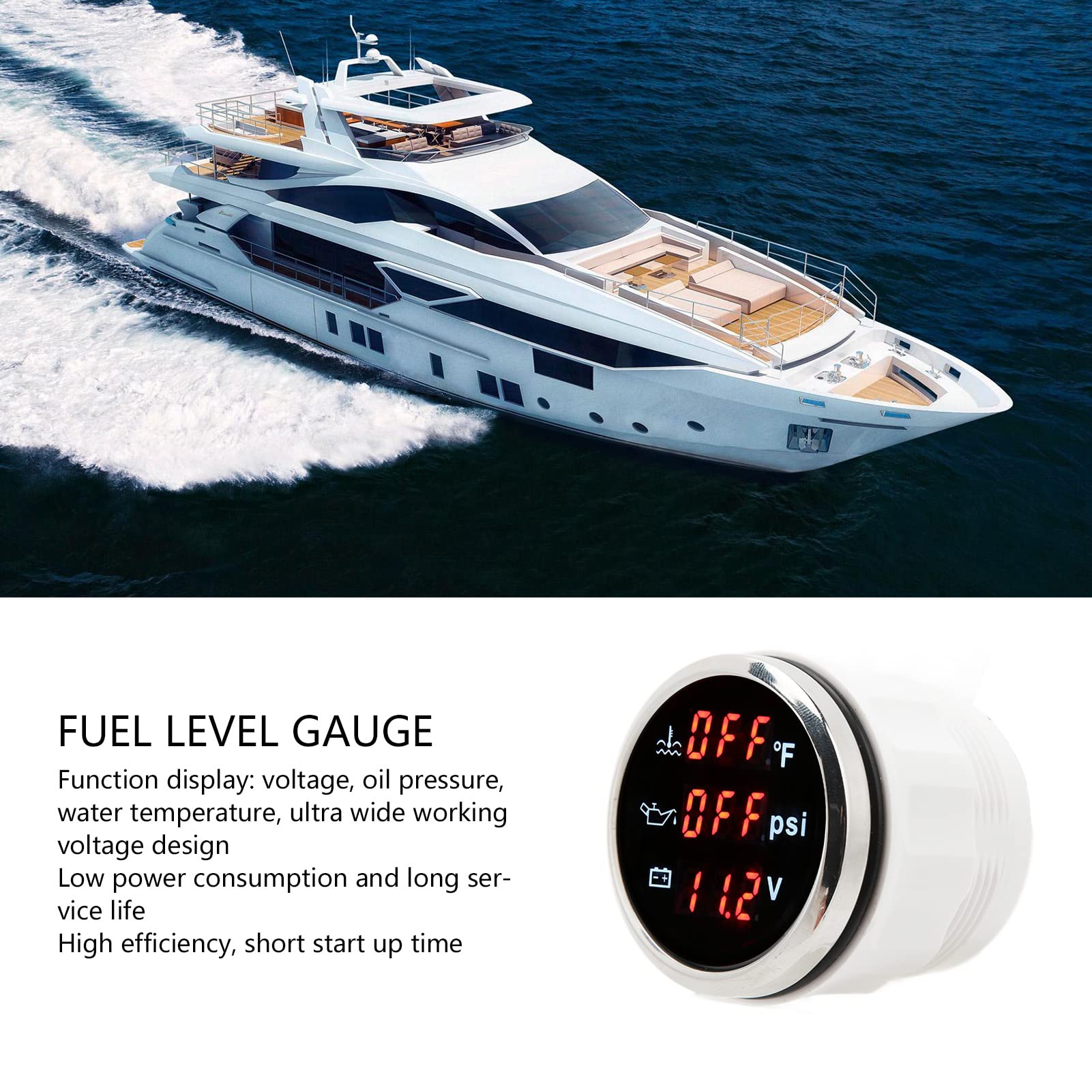 Indicatore della Temperatura Dell'acqua, per RV Yacht Barca Nave Auto Moto 52mm Indicatore Digitale della Temperatura Dell'acqua 3 in 1 DC 9 a 32 V Accurato