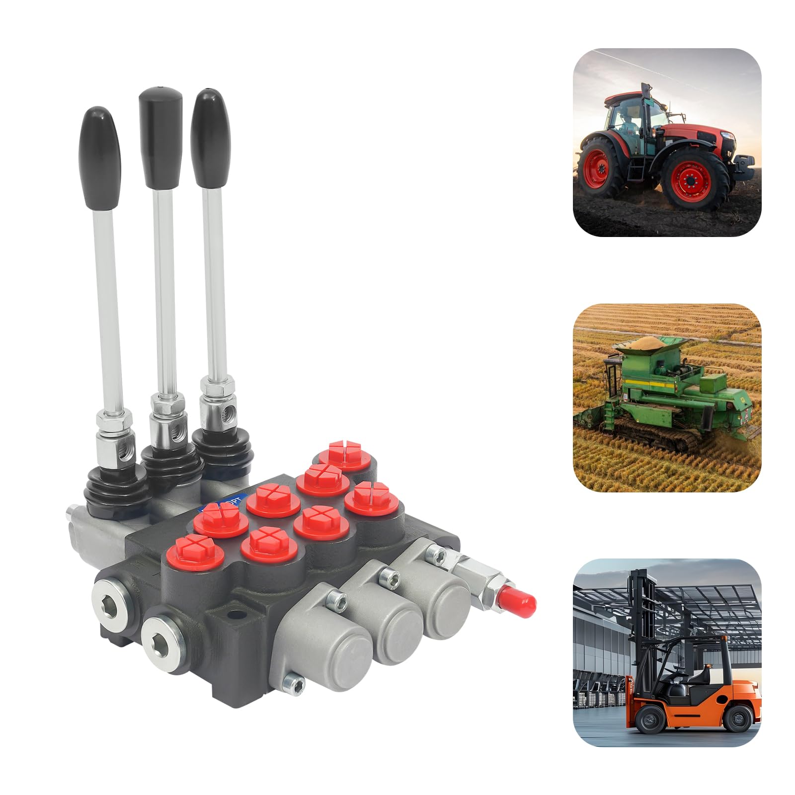 Valvola di controllo direzionale idraulica 3 bobine 40L/min, manuale, 1/2" BSPP connettori, valvola di sicurezza regolabile 5-31.5MPa, per trattori, spaccalegna e macchine agricole
