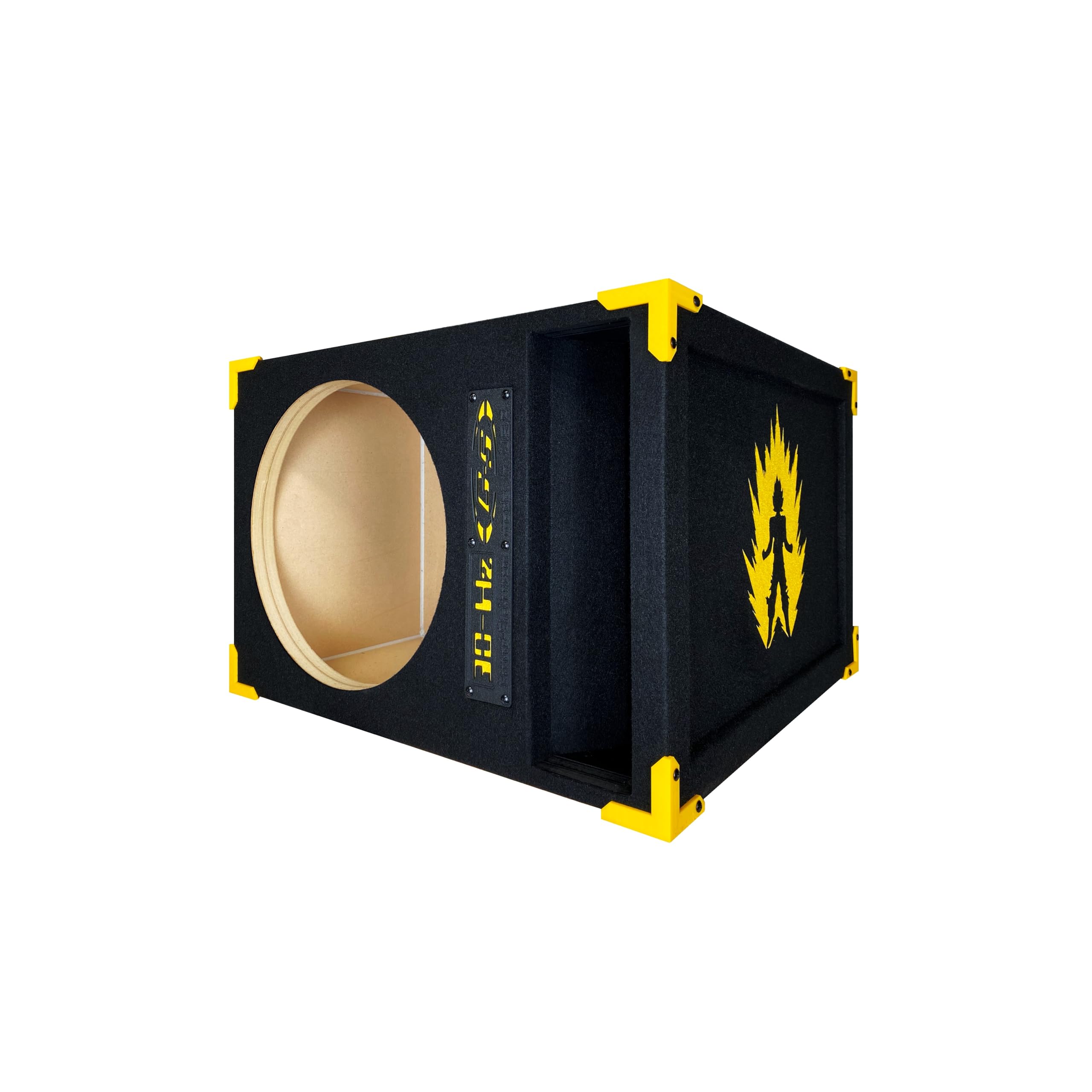 30HZ Reinforced Competition Single Ported Sub Box Sub Woofer Enclosure Speaker Box Car Audio Subwoofer Ground Shaker Box Ground-Shaker (Goku Yellow, 12")