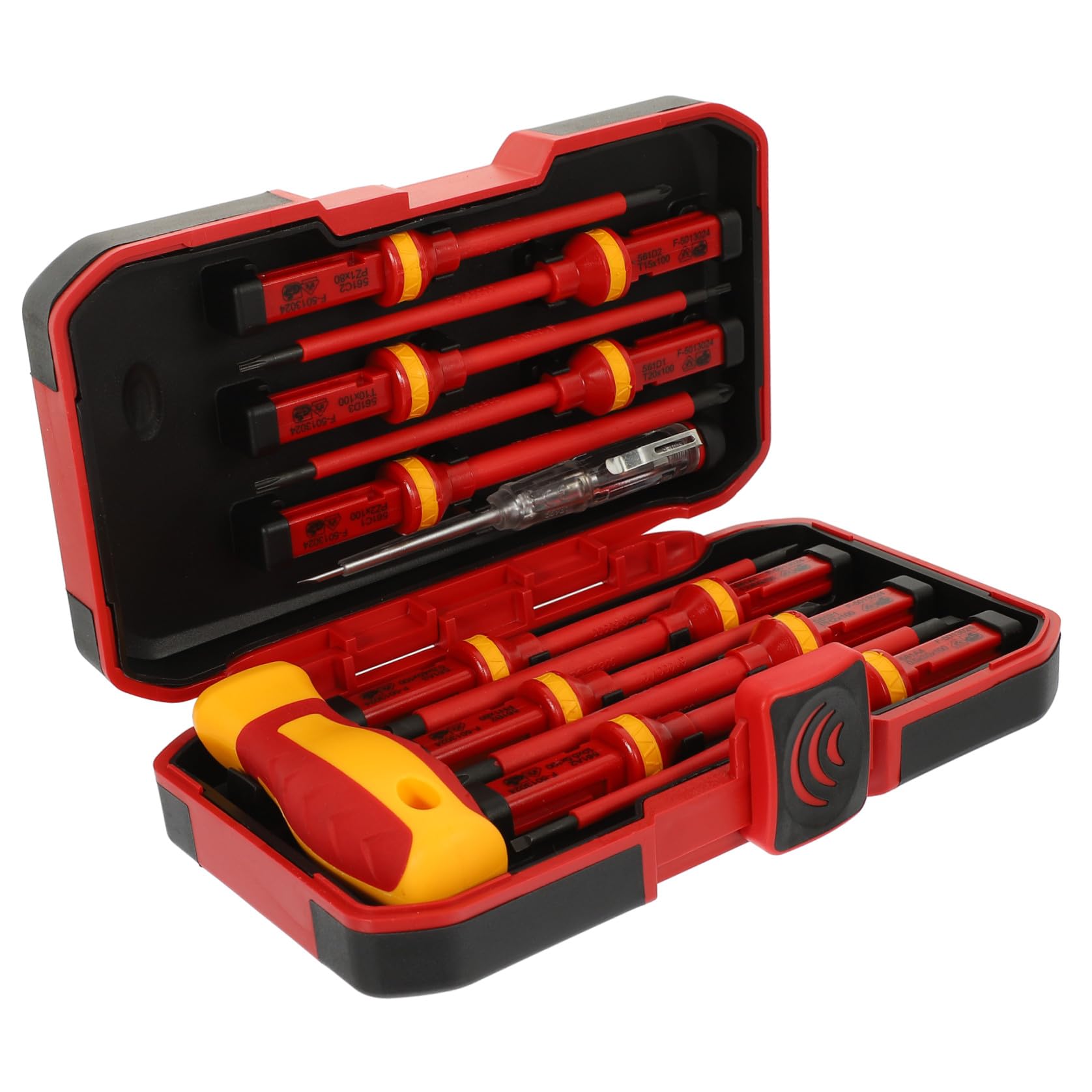 Set di Cacciaviti Isolati Vde 1000v 13 Pezzi per Elettricista | Acciaio al Vanadio, Rosso, Custodia Inclusa, per Viti, Design Resistente All'usura